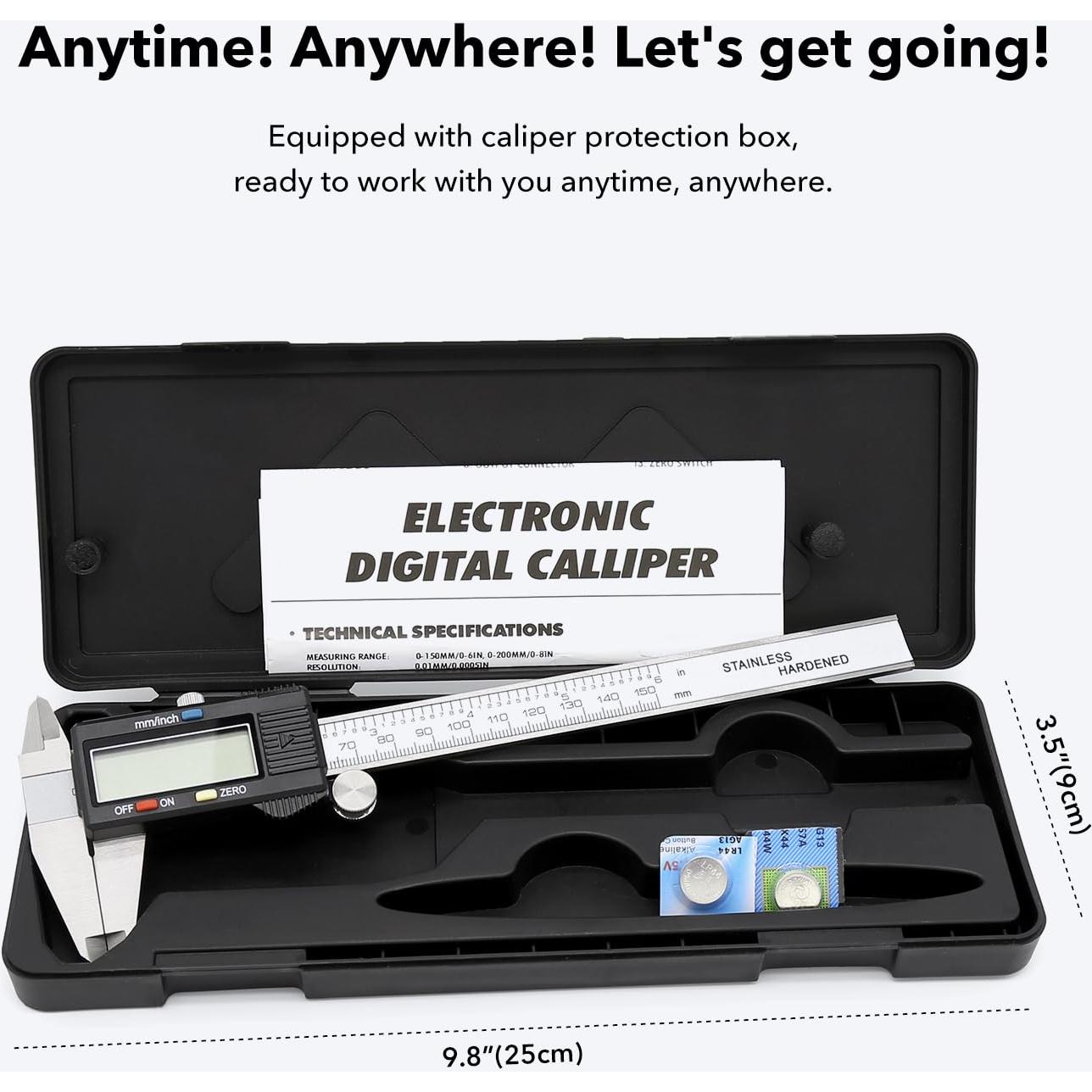 Calibrador Digital Vizbrite 150mm Acero Inoxidable Pantalla LCD