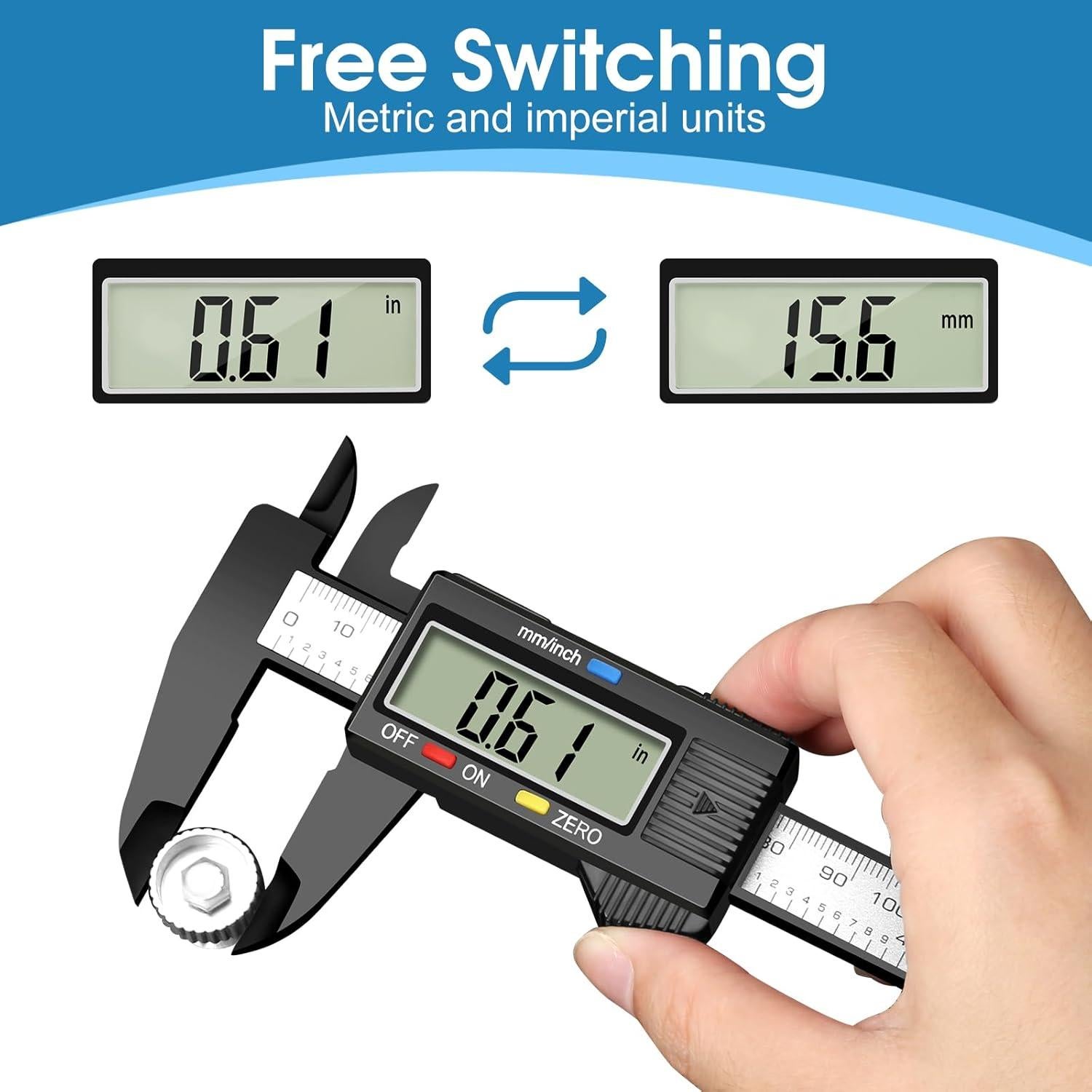 Calibrador Digital HnoaTovy 0-15.24 cm Pantalla LCD Preciso