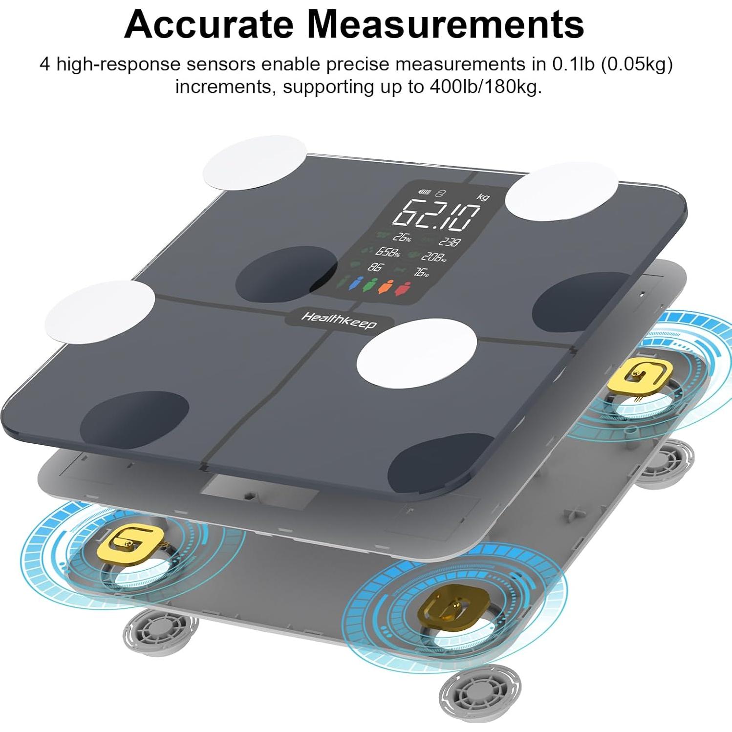 Escala de grasa corporal digital Healthkeep FG2016LB 15 métricas
