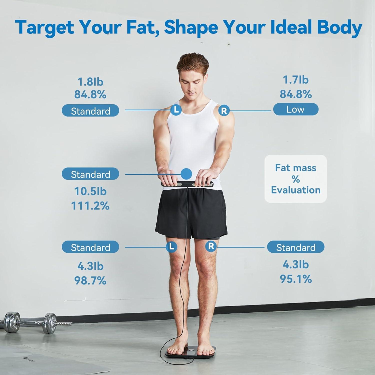 Escala de Composición Corporal Lepulse P1 Negra - 8 Electrodos, IMC, Grasa y Masa Muscular