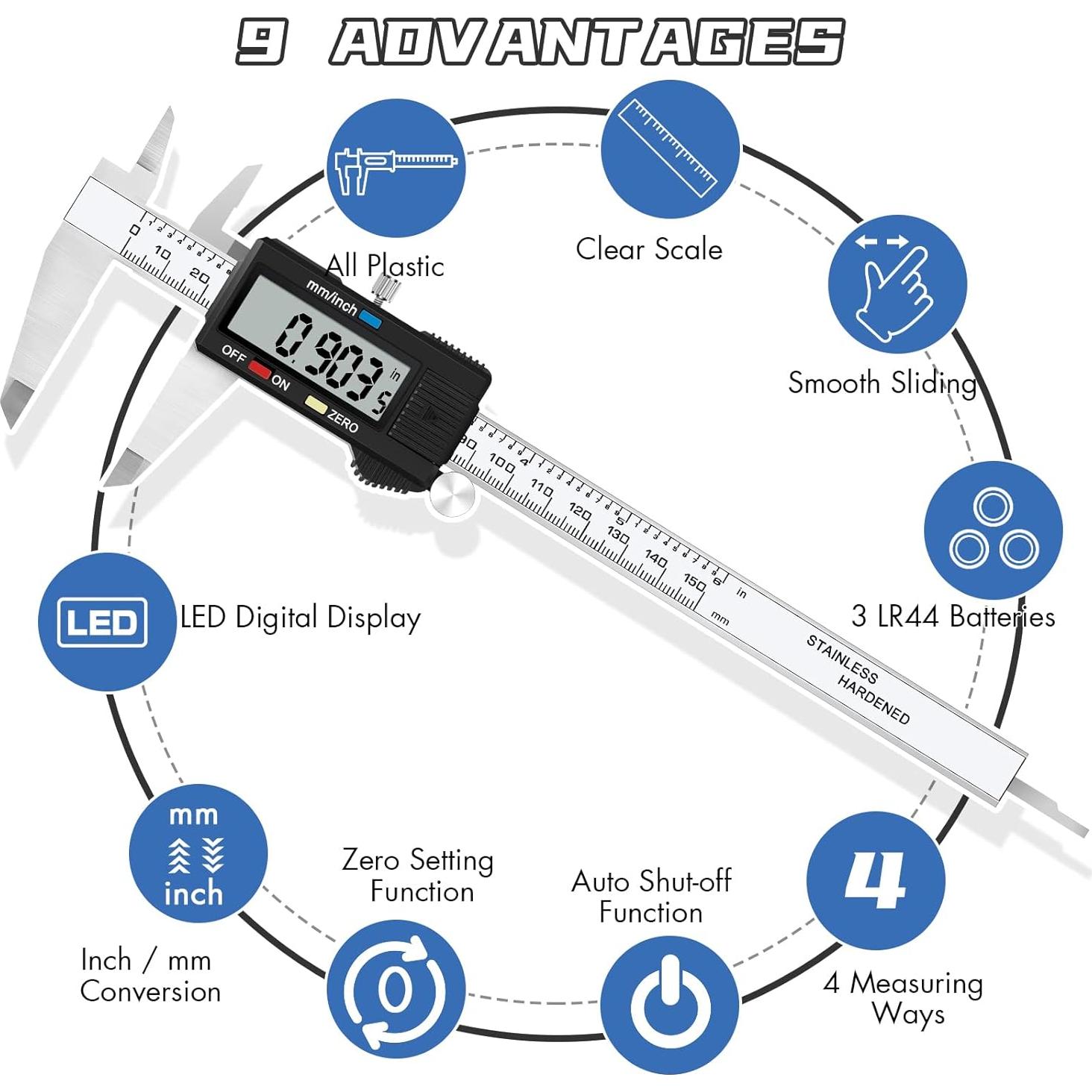 Calibrador Digital Electrónico 150 mm Acero Inoxidable LCD