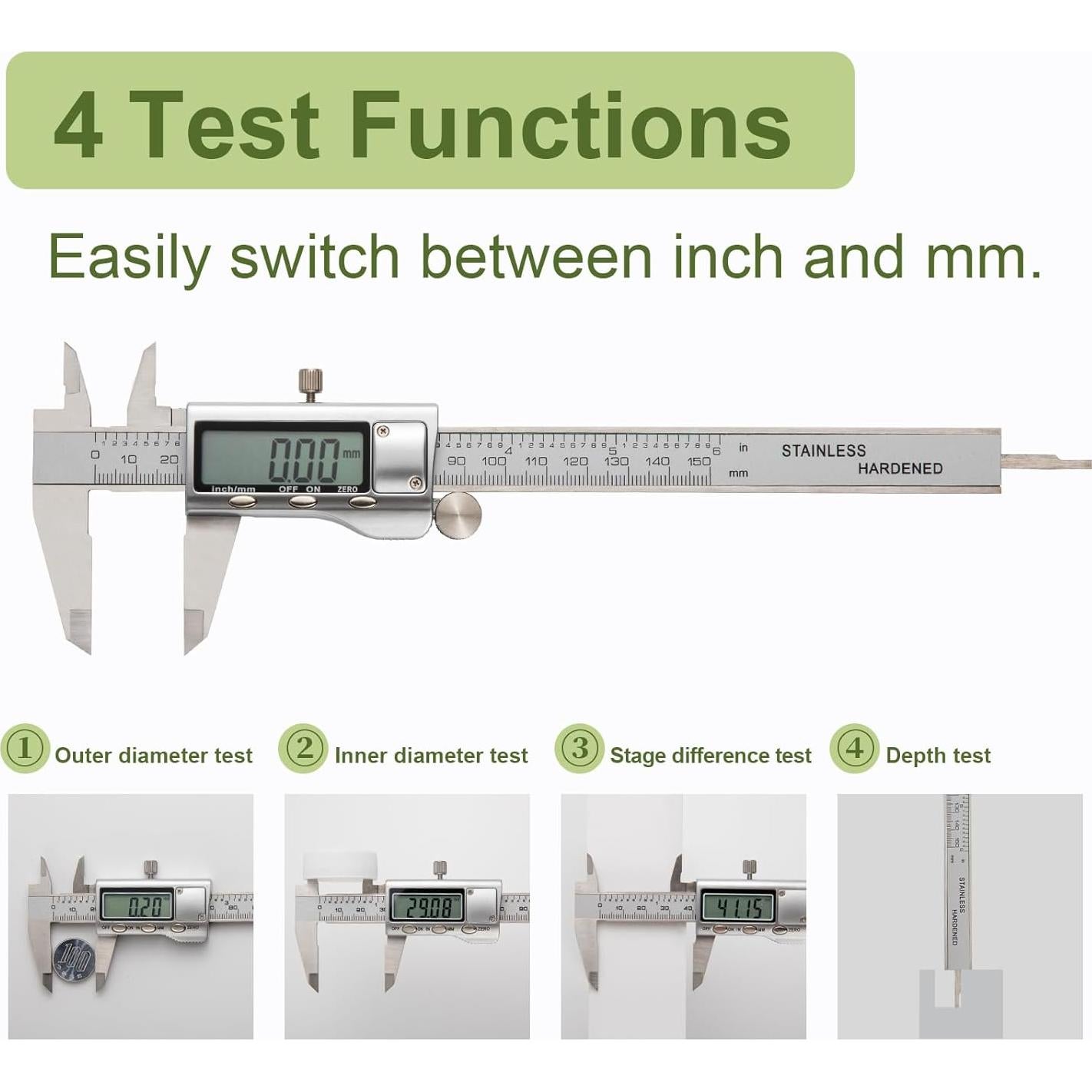 Calibrador Digital de Acero Inoxidable Sanming HKZ150 0-152.4 mm