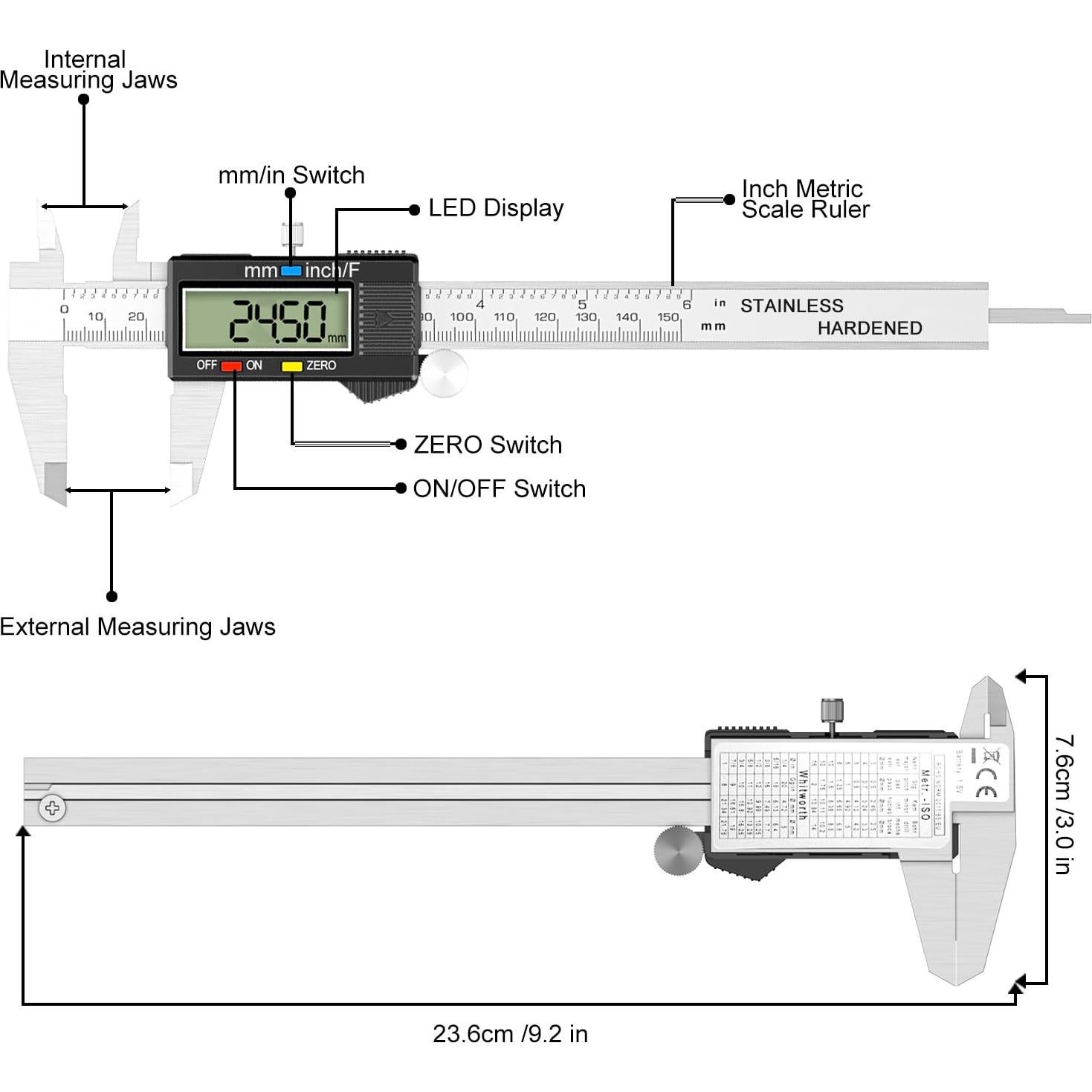 Calibrador Digital de Precisión HDLNAK 15.24 cm - Acero Inoxidable
