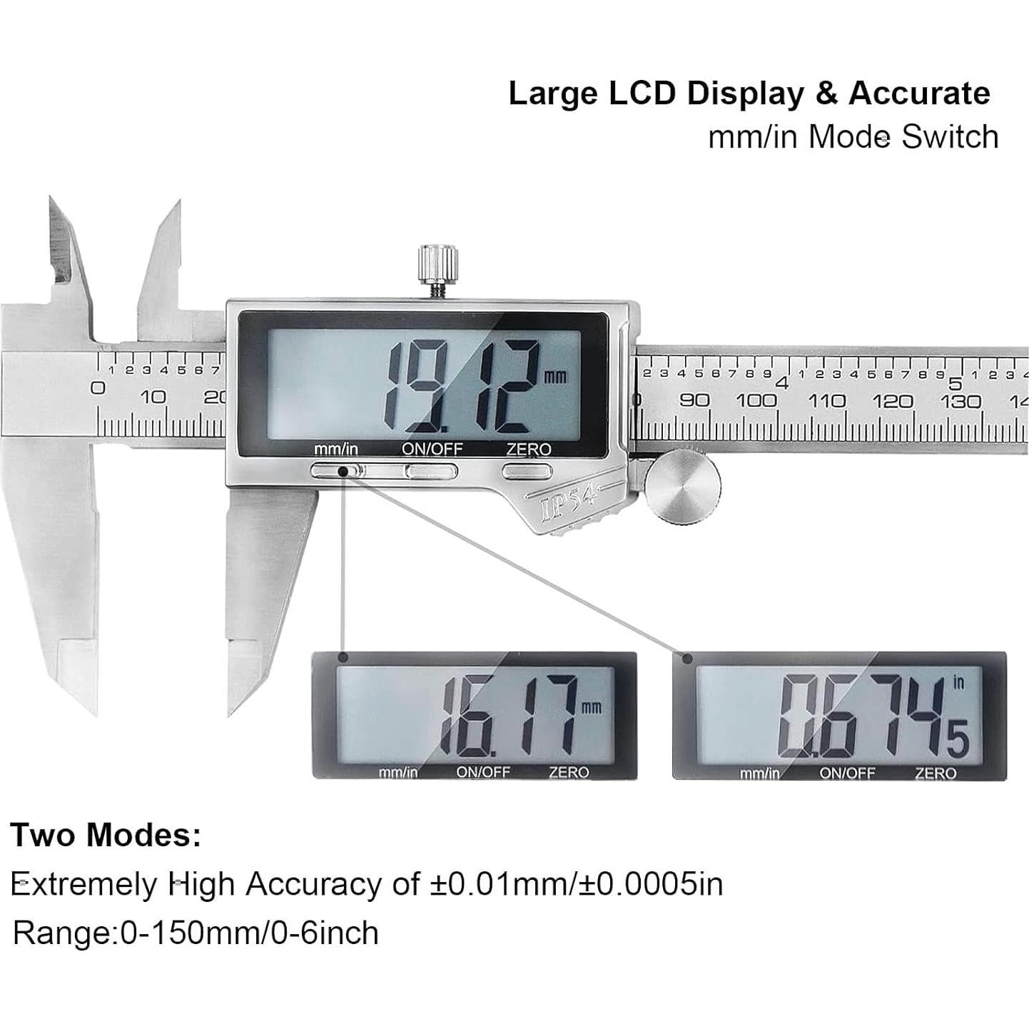 Calibrador Vernier Digital LOUISWARE 150mm Acero Inoxidable