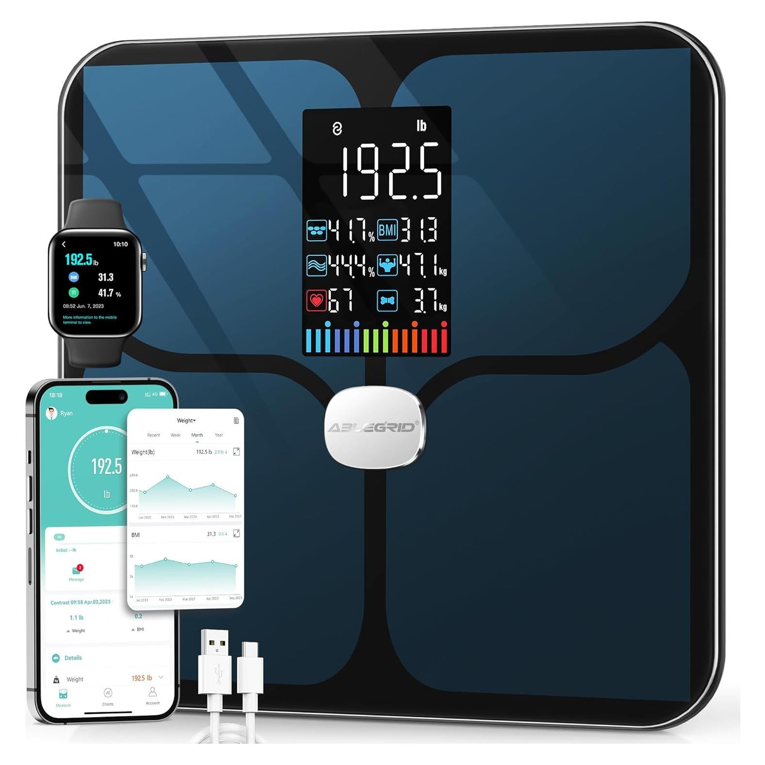 Balanza Digital Inteligente ABLEGRID 16 Métricas 181.44kg