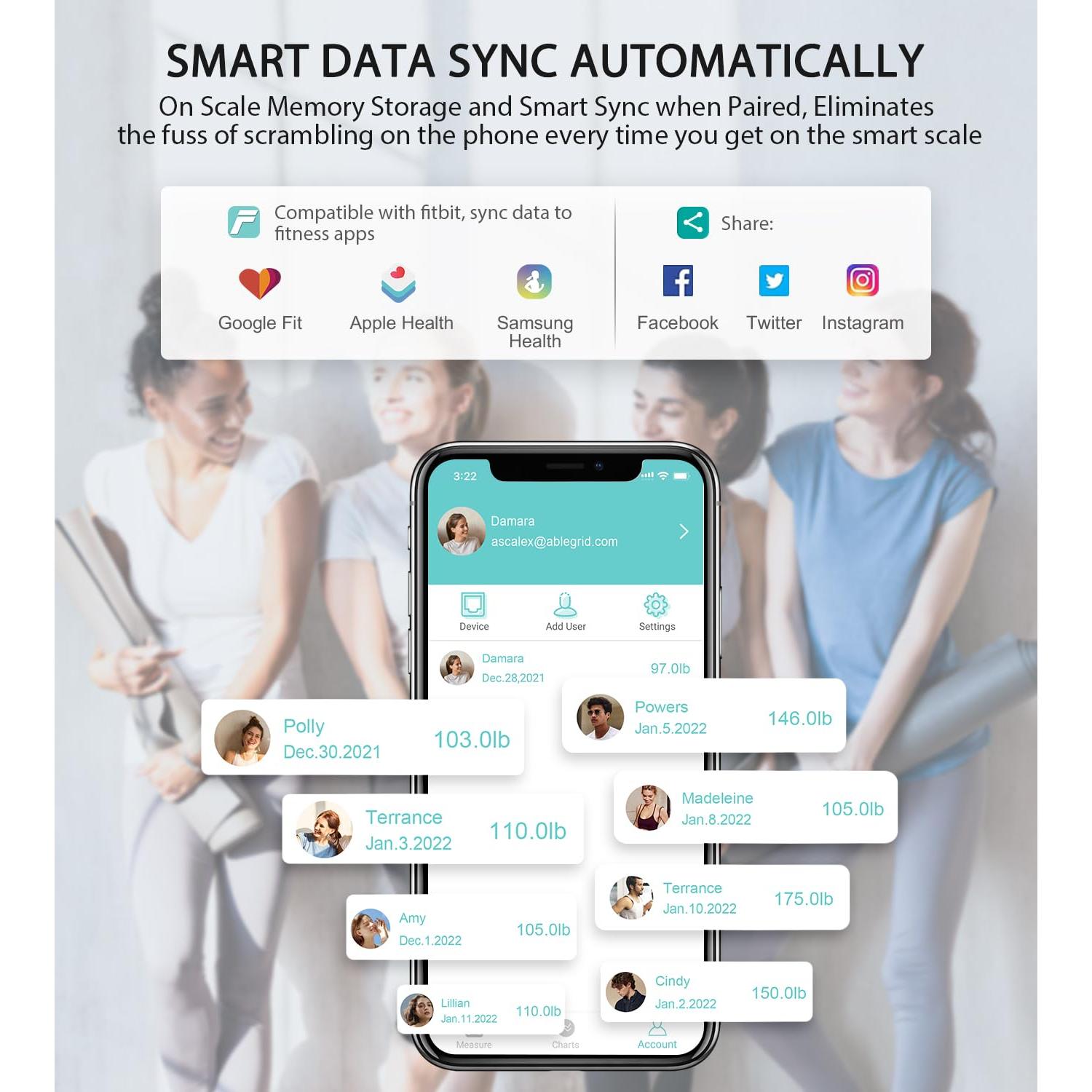 Balanza Digital Inteligente ABLEGRID 16 Métricas 181.44kg