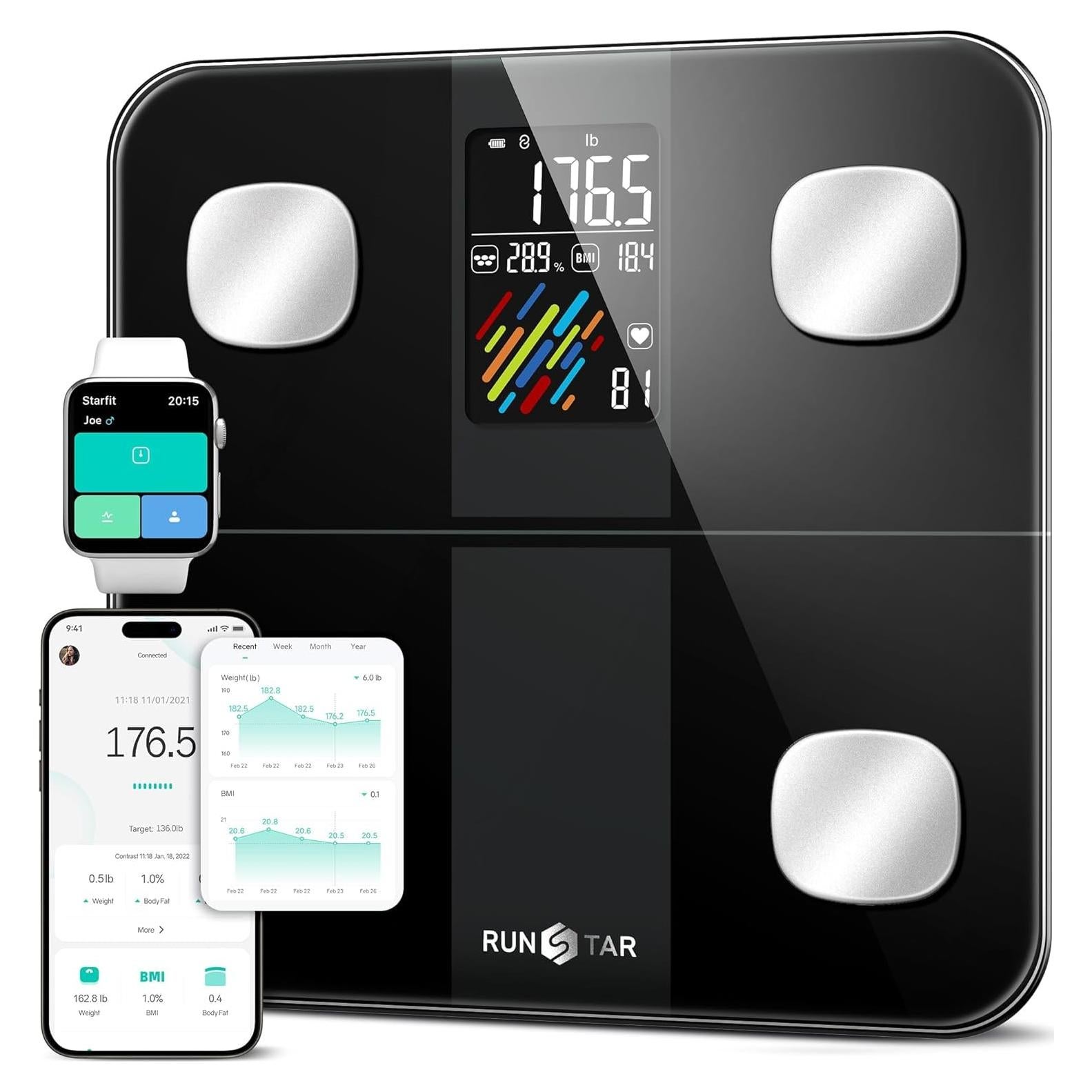 Báscula Inteligente Runstar FG2019 para Peso y Grasa 181kg
