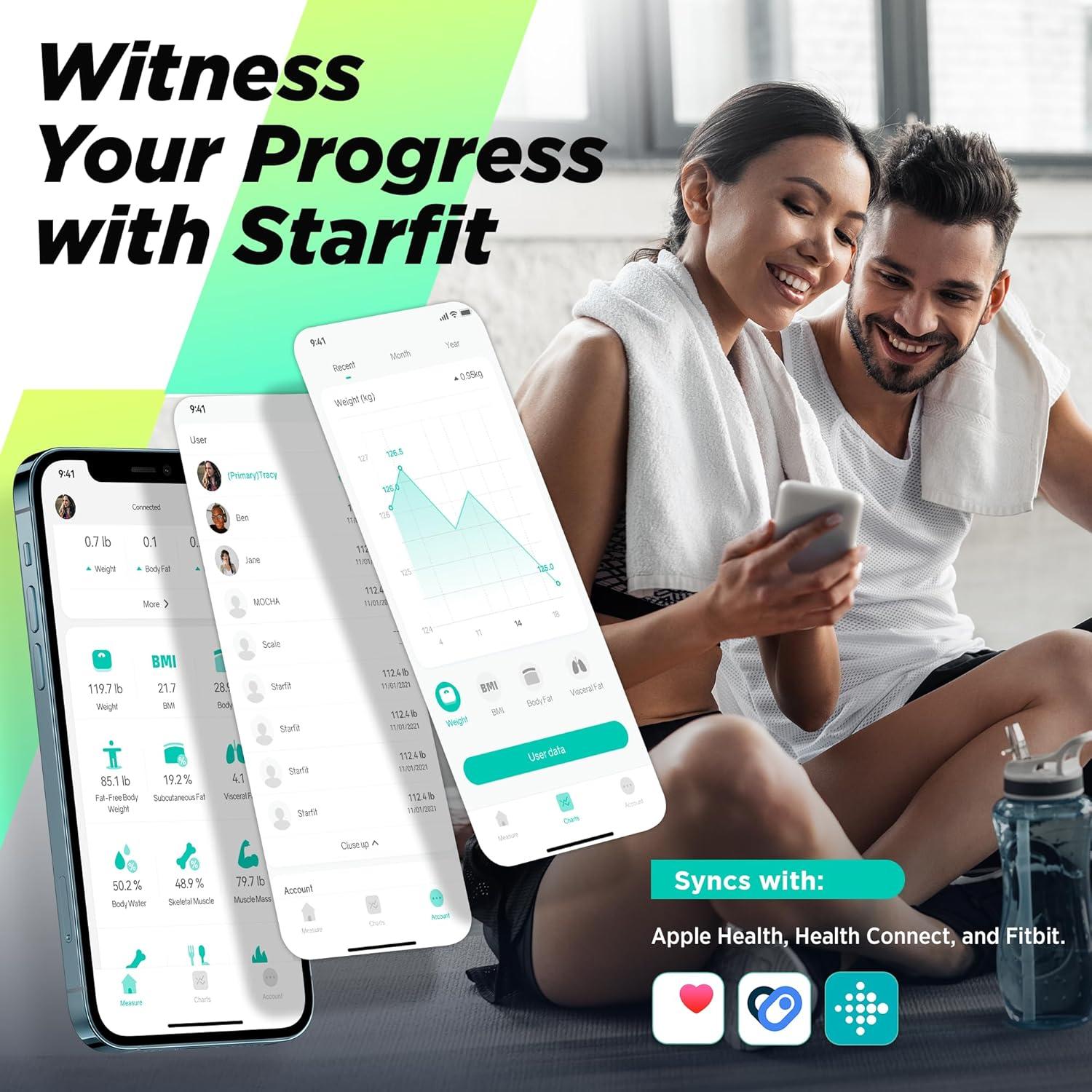 Báscula Inteligente Runstar FG2019 para Peso y Grasa 181kg