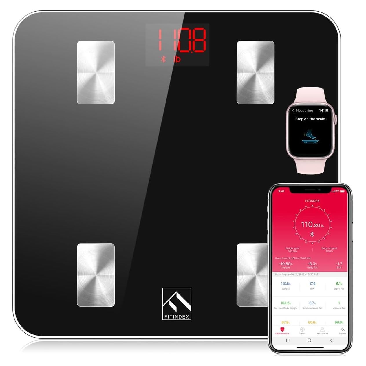 Báscula Inteligente FITINDEX FT-26BB-B con Bluetooth y App