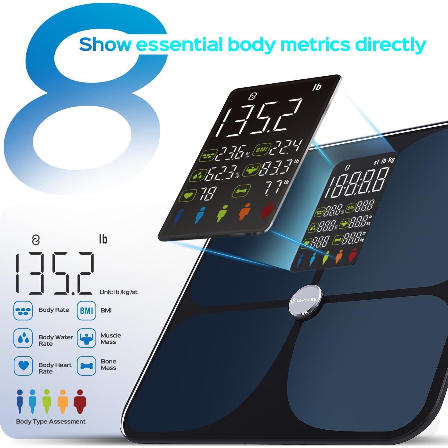 Báscula Digital Lepulse de Grasa Corporal y Peso IMC Bluetooth