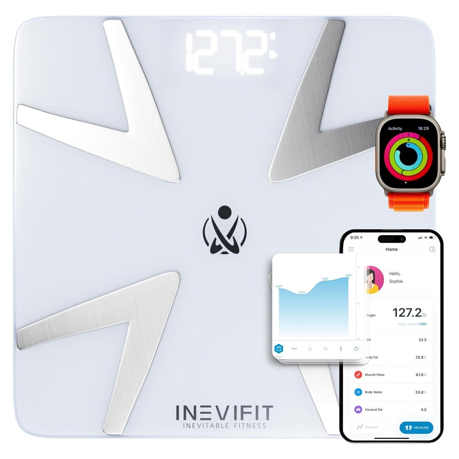 Báscula de Grasa Corporal INEVIFIT I-BF001W Digital Bluetooth