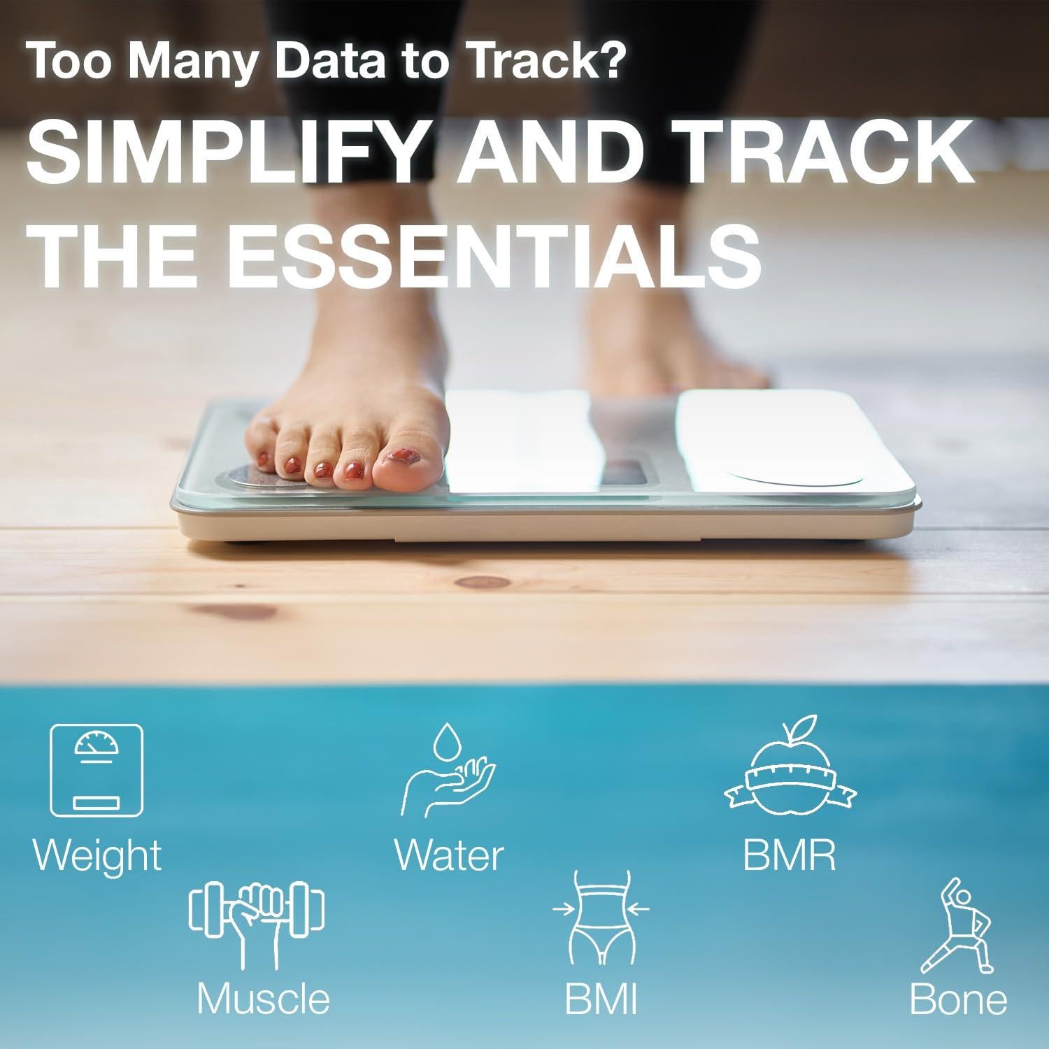 Monitor de Escala de Grasa Corporal Bluetooth EZFAST - Métricas Completas