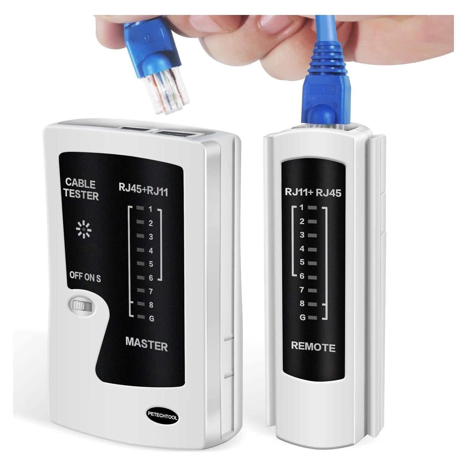 Probador de Cable Ethernet RJ45 RJ11 PETECHTOOL Cat5 Cat6 Cat7