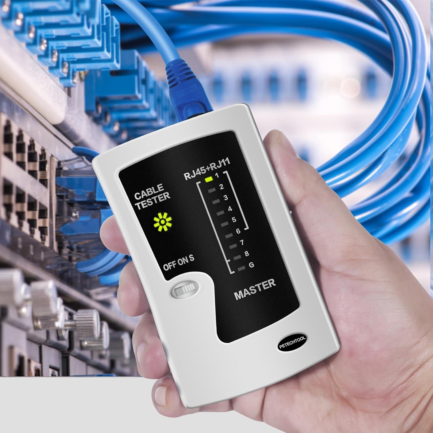 Probador de Cable Ethernet RJ45 RJ11 PETECHTOOL Cat5 Cat6 Cat7