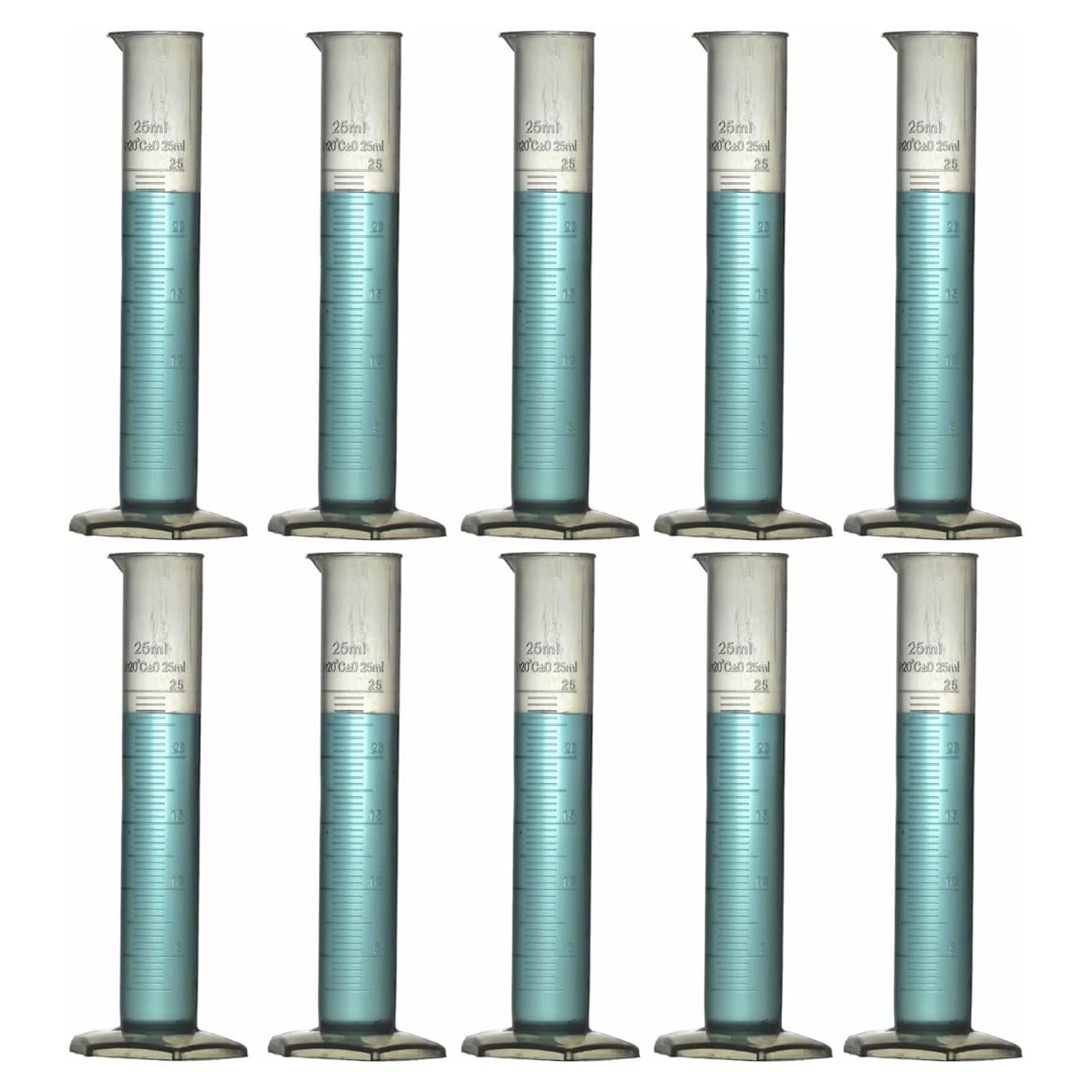 Cilindro Graduado de Plástico TN LAB 25ml 10-Pack
