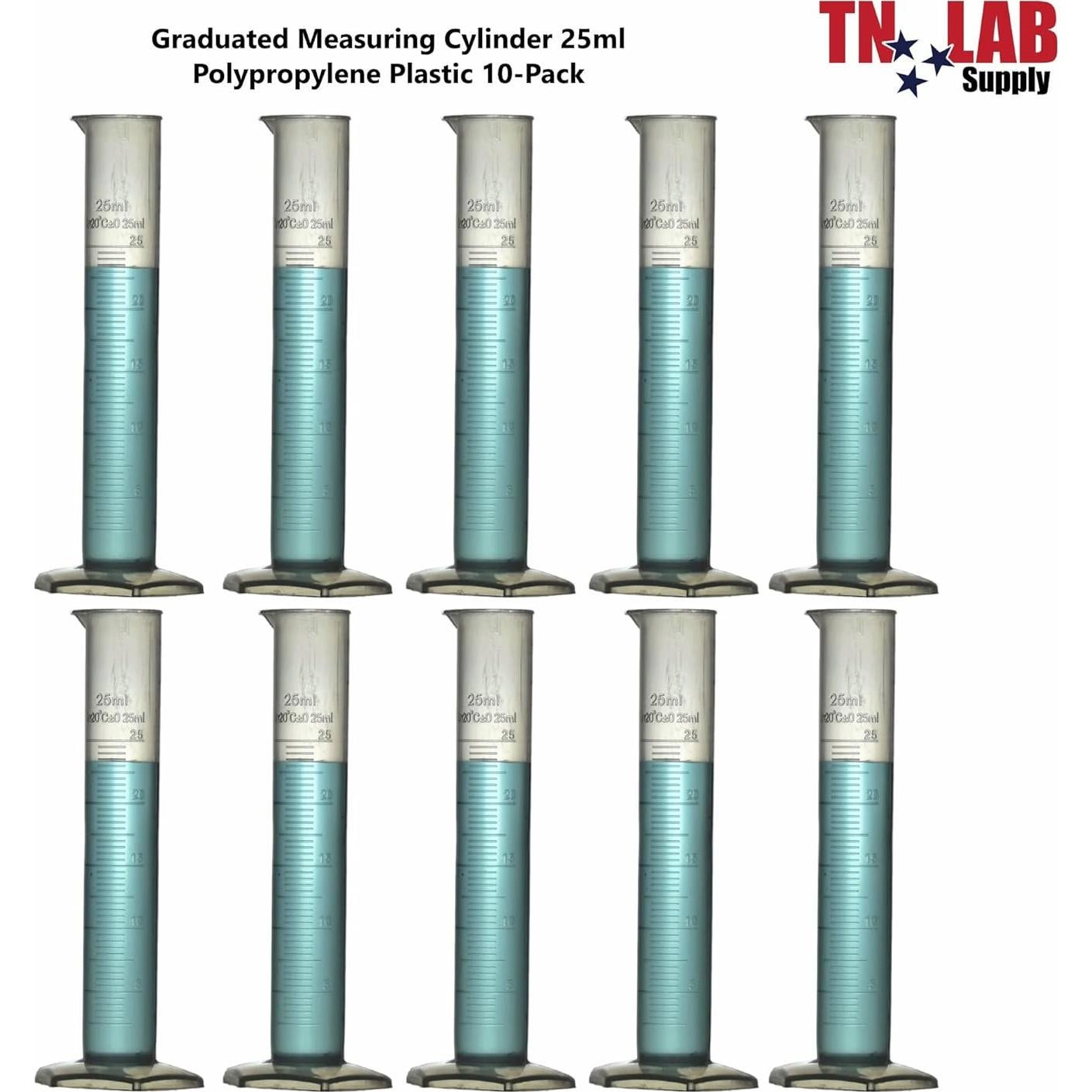 Cilindro Graduado de Plástico TN LAB 25ml 10-Pack