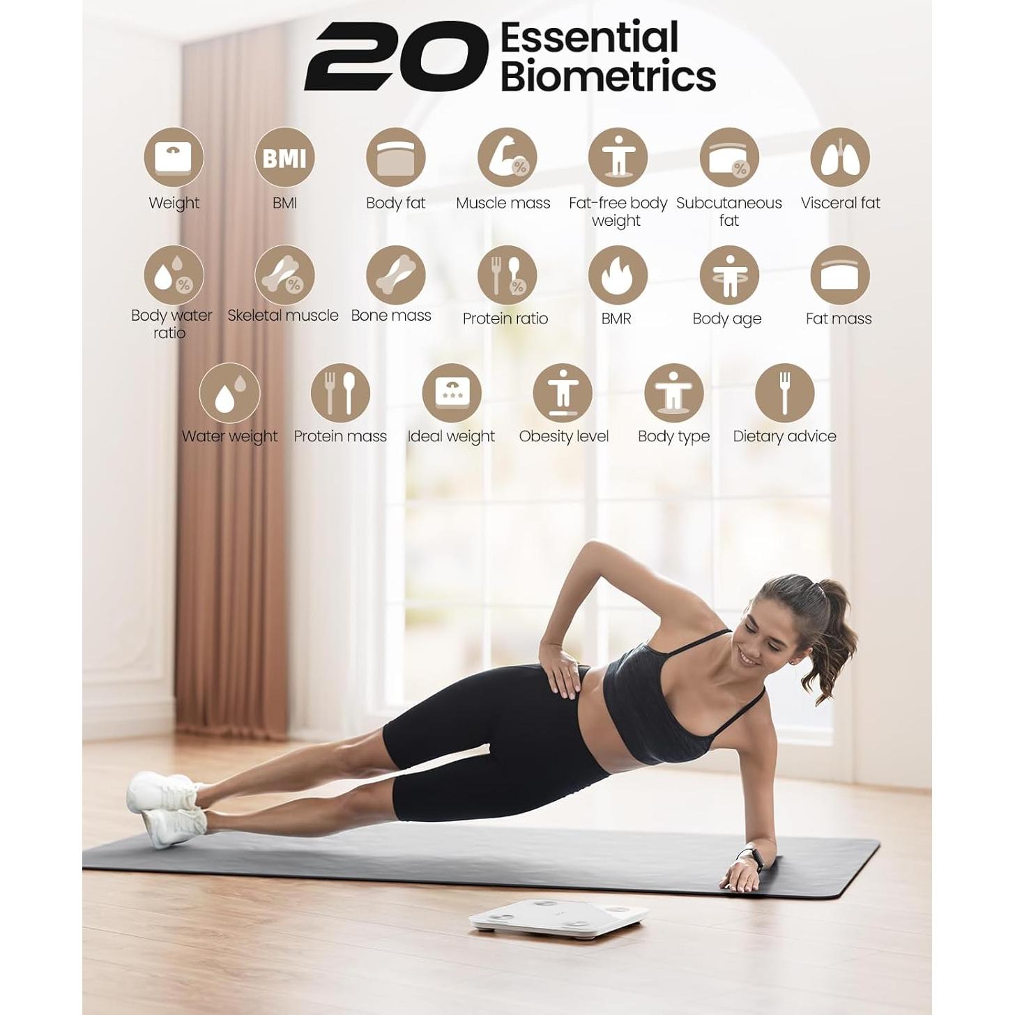 Báscula Digital Inteligente YINOLIFE 181.4kg IMC Grasa Muscular