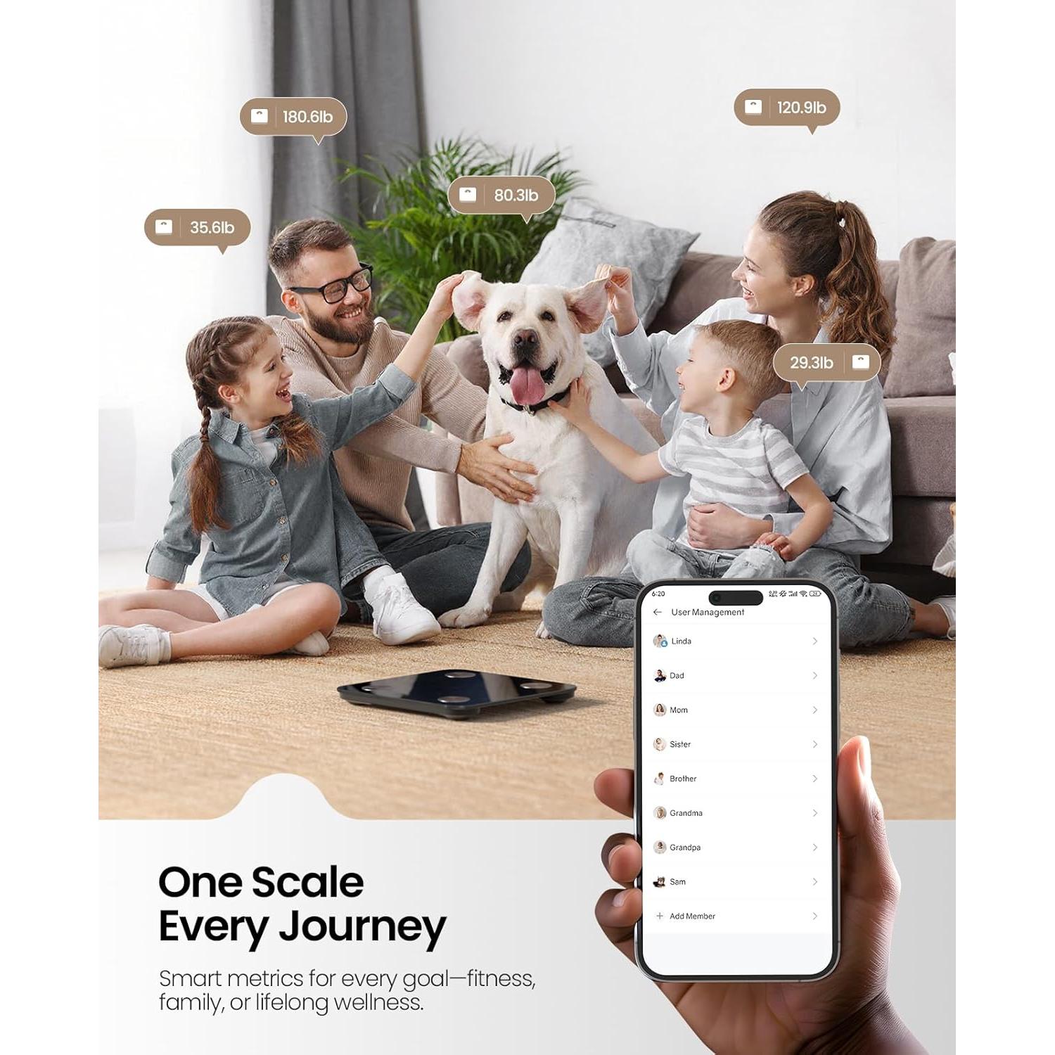 Báscula Digital Inteligente YINOLIFE 181.4kg IMC Grasa Muscular