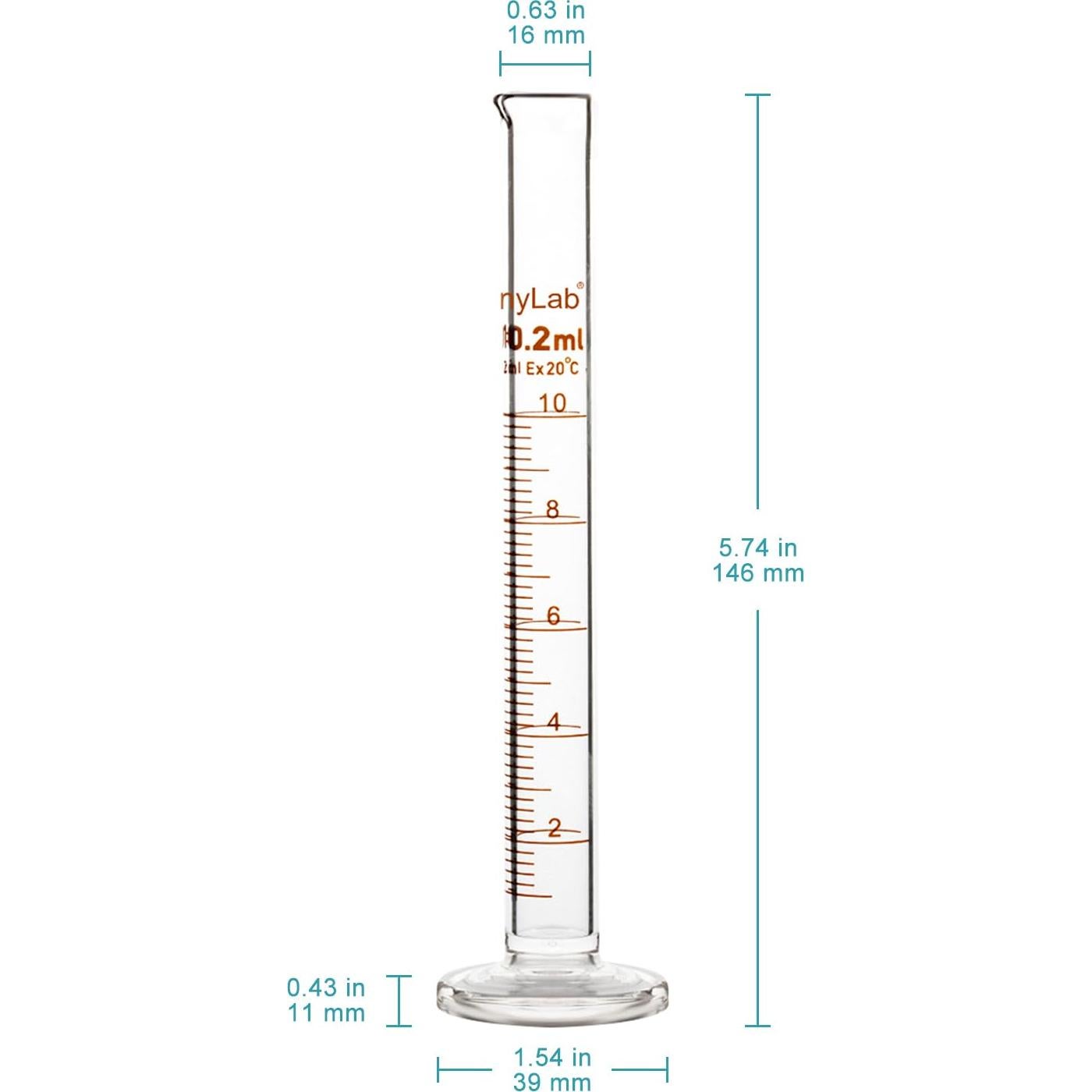 Cilindro Graduado de Vidrio Borosilicato StonyLab 10ml - 4 Pack