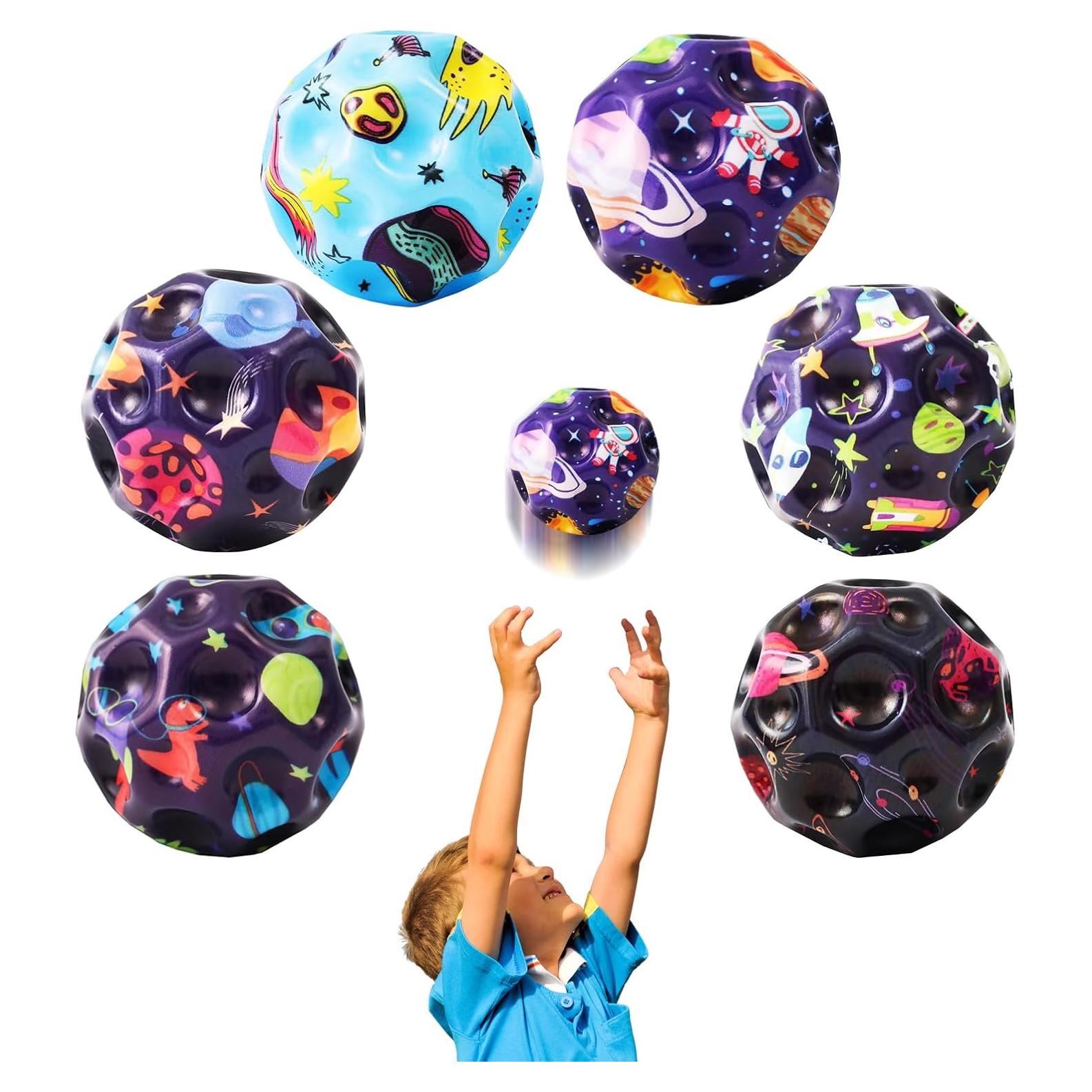 Paquete de 6 Pelotas Rebotadoras QOUXZ Espacio Negro 6.86cm