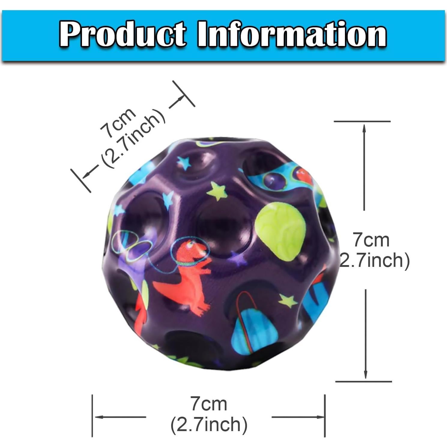 Paquete de 6 Pelotas Rebotadoras QOUXZ Espacio Negro 6.86cm