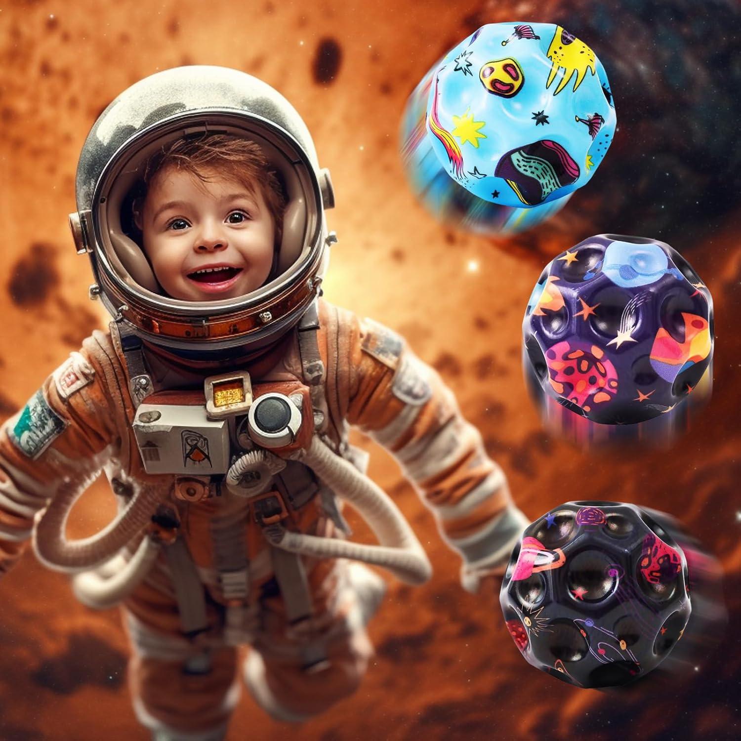 Paquete de 6 Pelotas Rebotadoras QOUXZ Espacio Negro 6.86cm