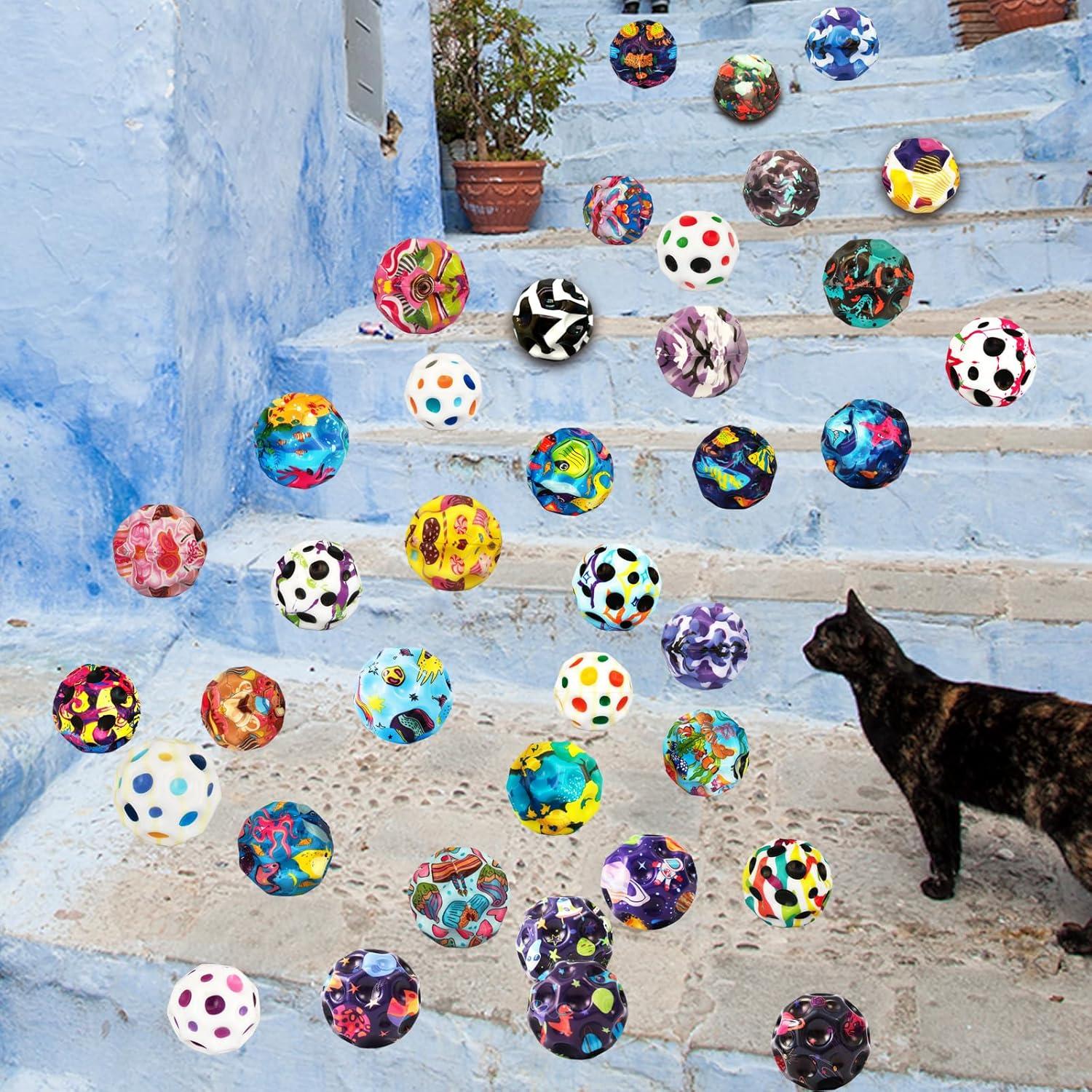 Paquete de 6 Pelotas Rebotadoras QOUXZ Espacio Negro 6.86cm