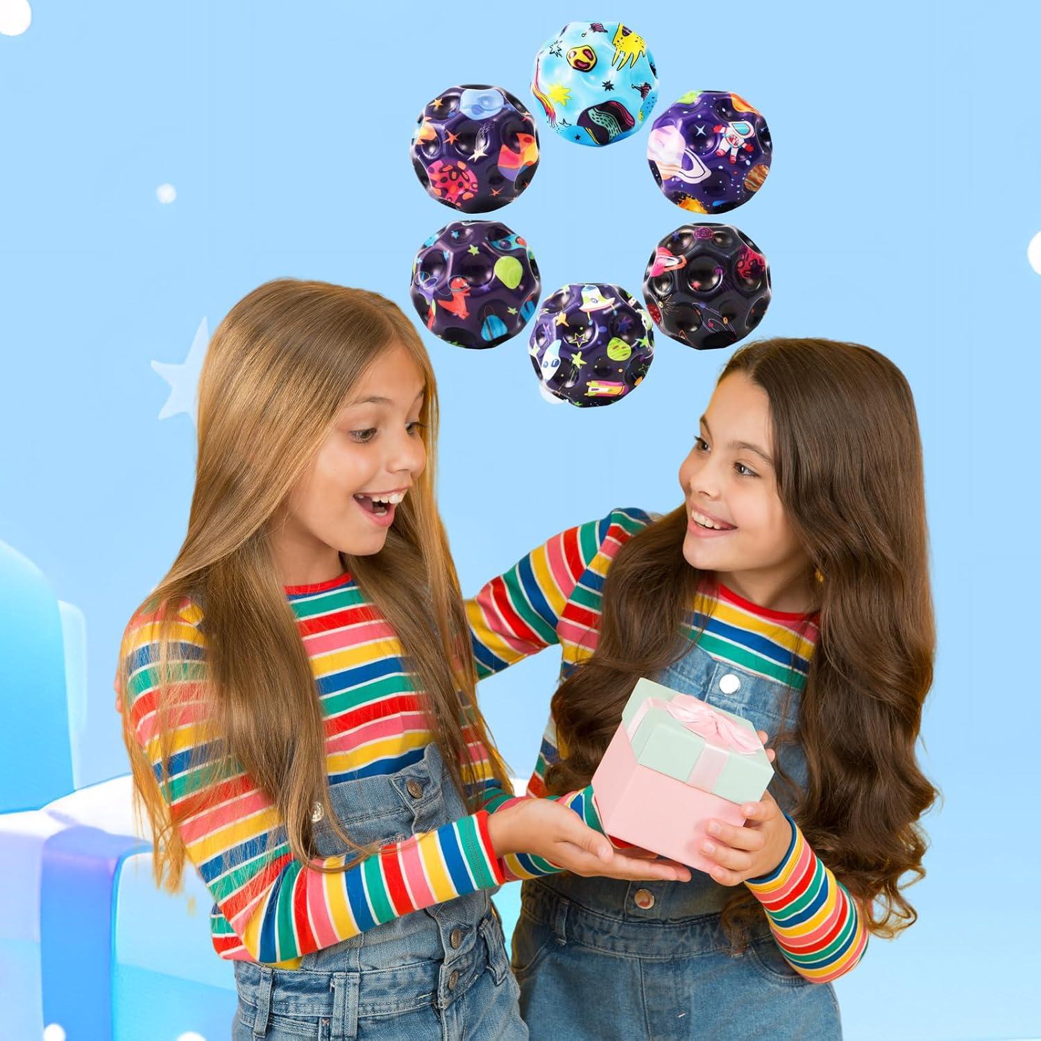 Paquete de 6 Pelotas Rebotadoras QOUXZ Espacio Negro 6.86cm