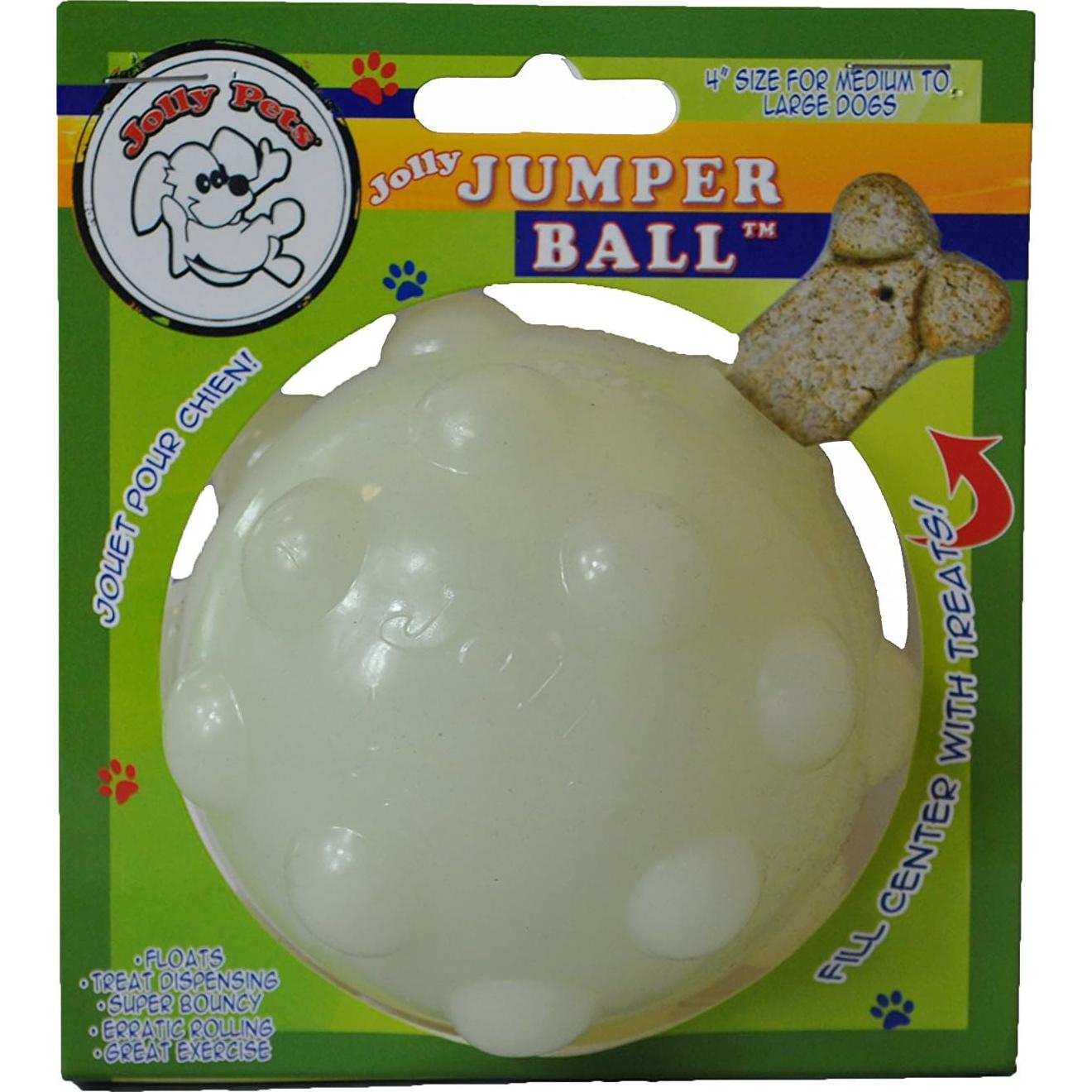 Pelota Jolly Pets Jumper Grande 10.16 cm para Perros - Brilla en la Oscuridad