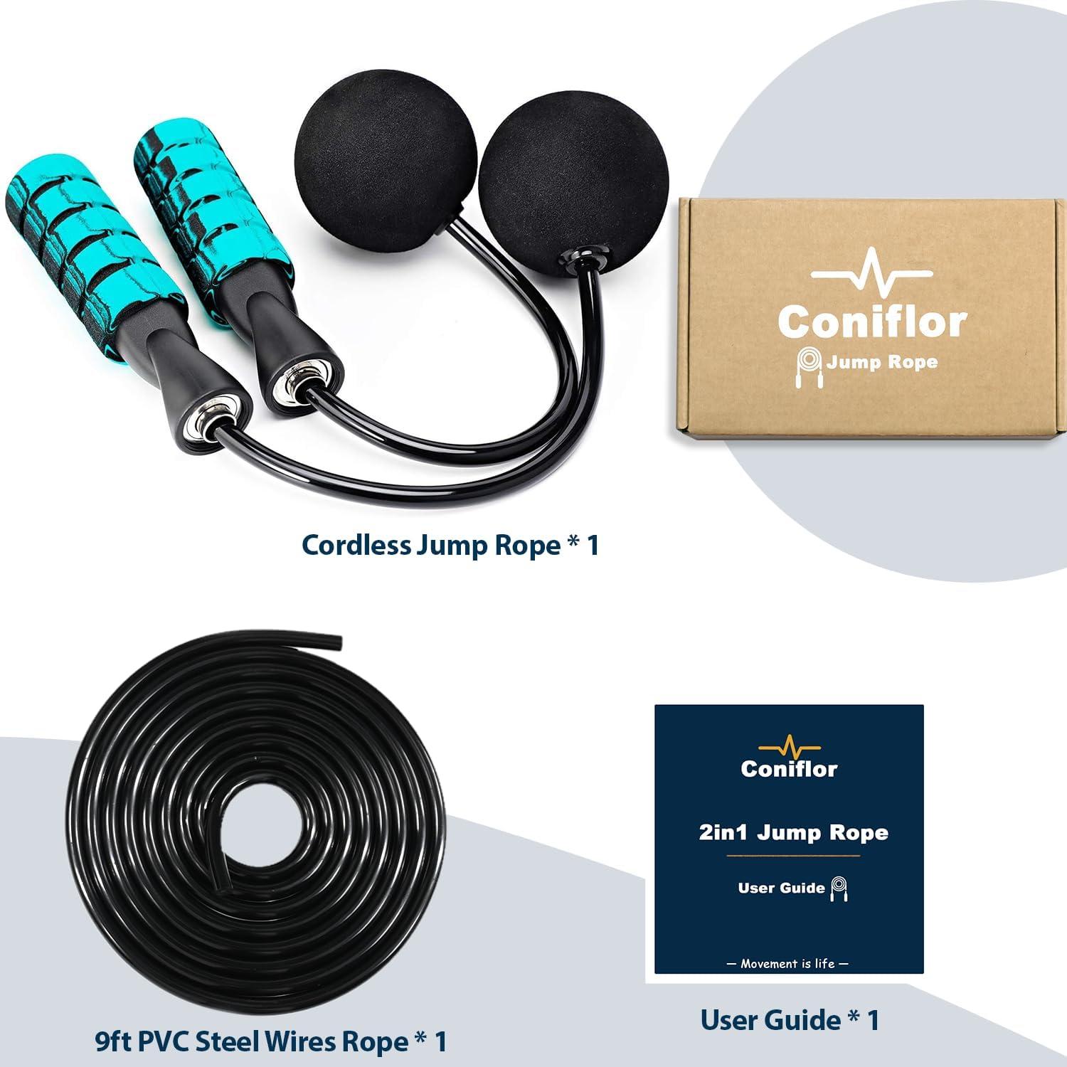 Cuerda de Salto 2 en 1 Coniflor - Sin Enredos y Ajustable