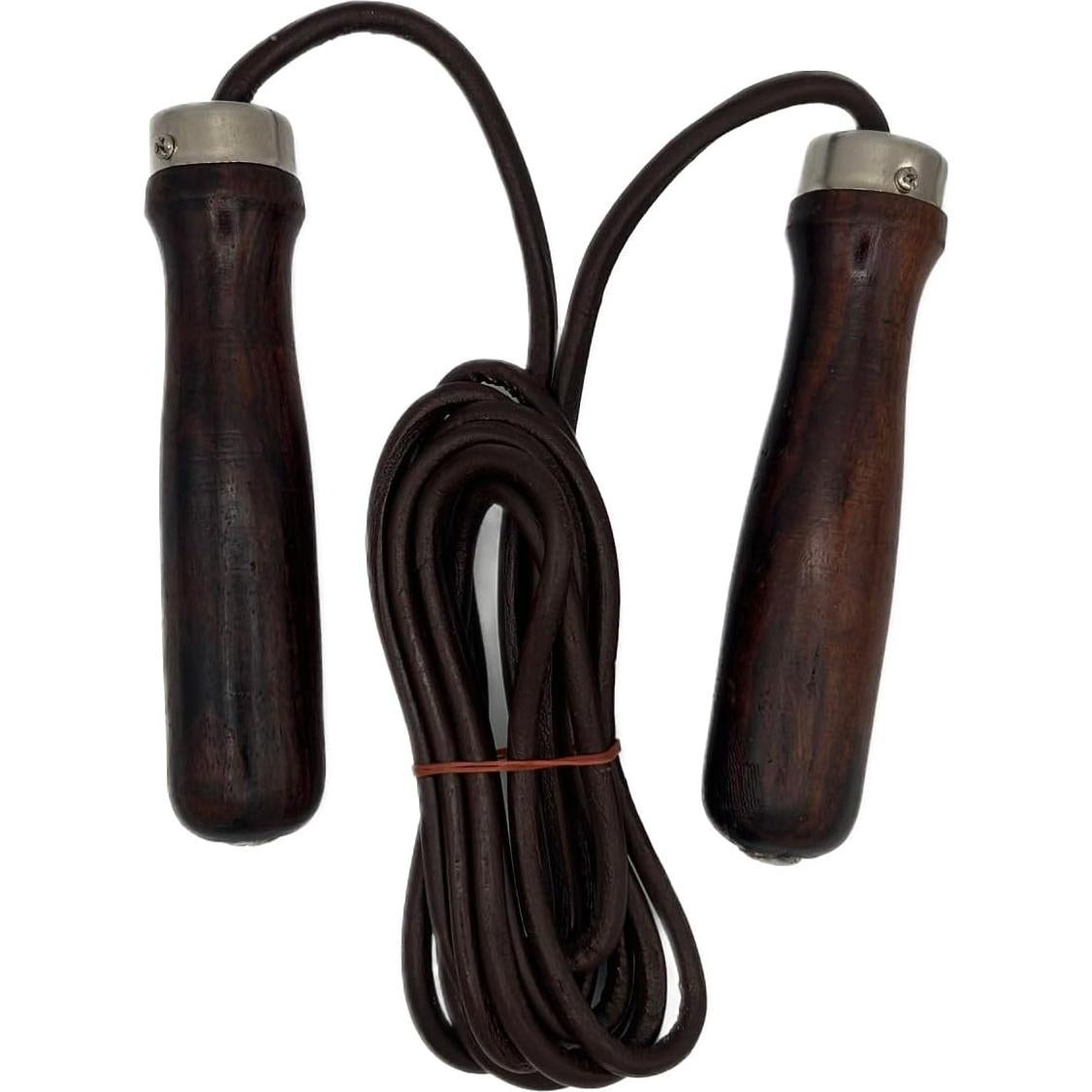 Cuerda de Saltar DealzCT de Cuero Ajustable con Rodamientos