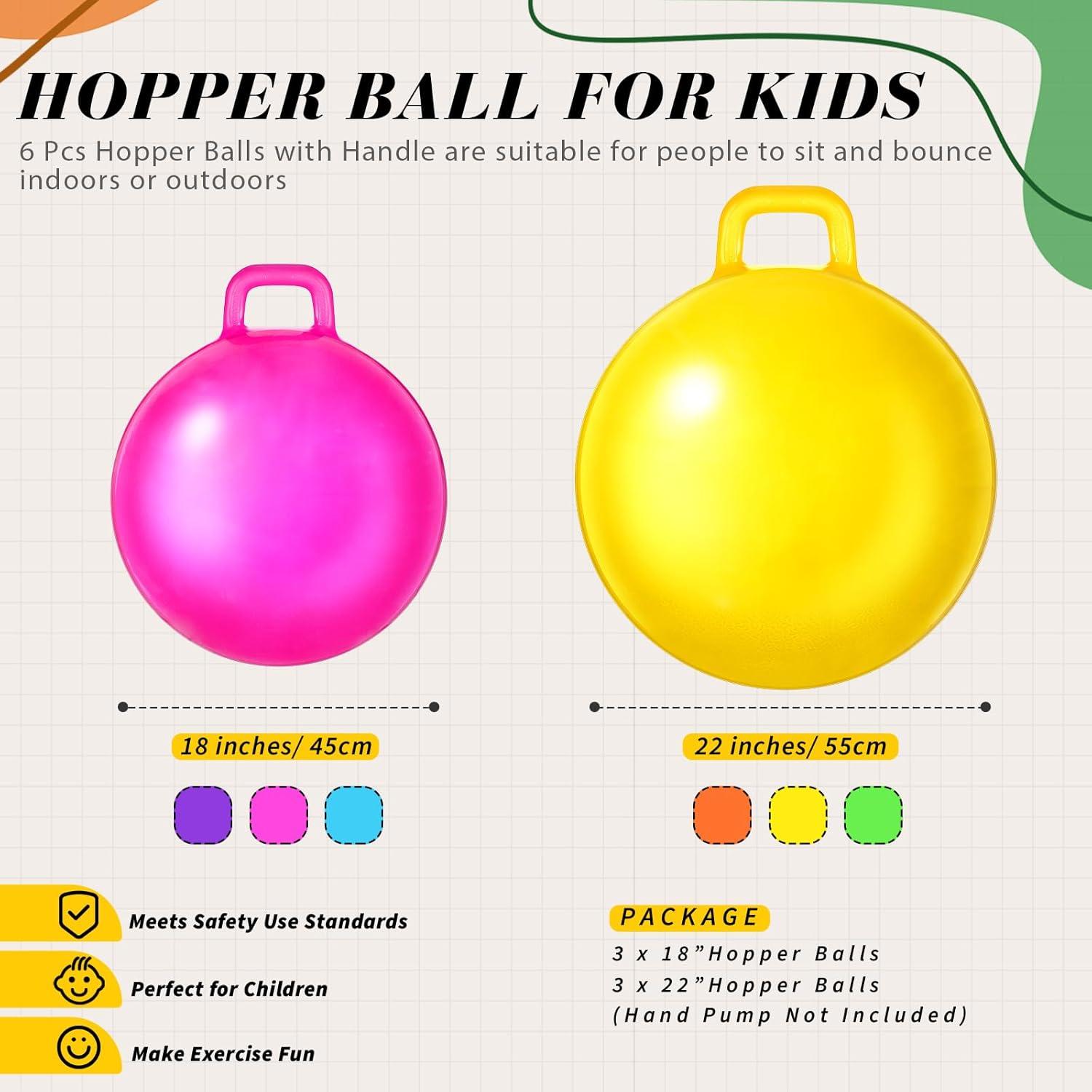 Pelotas Saltarinas con Mango Sratte - 6 Pcs, 45-55 cm, PVC