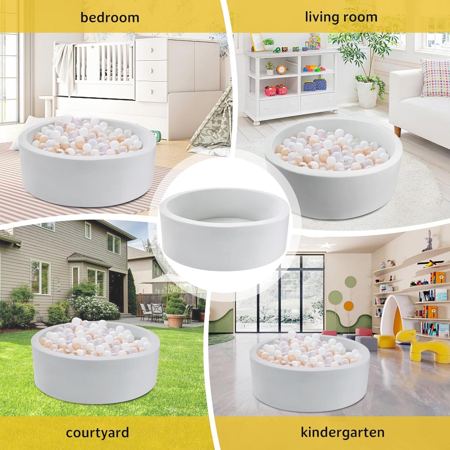 Piscina de Pelotas Gris Miereirl 90cm x 30cm para Niños 1-5 Años