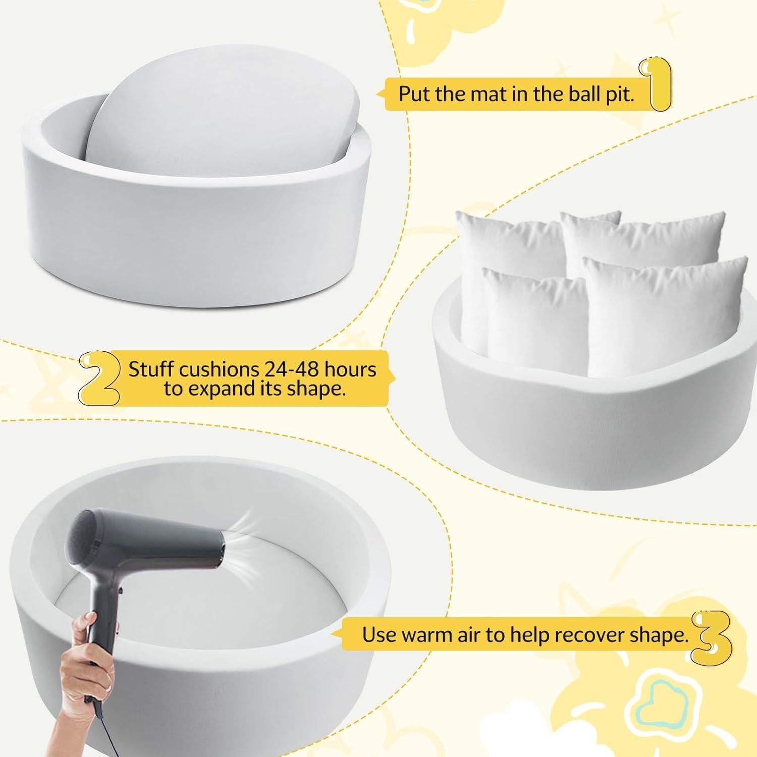 Piscina de Pelotas Gris Miereirl 90cm x 30cm para Niños 1-5 Años