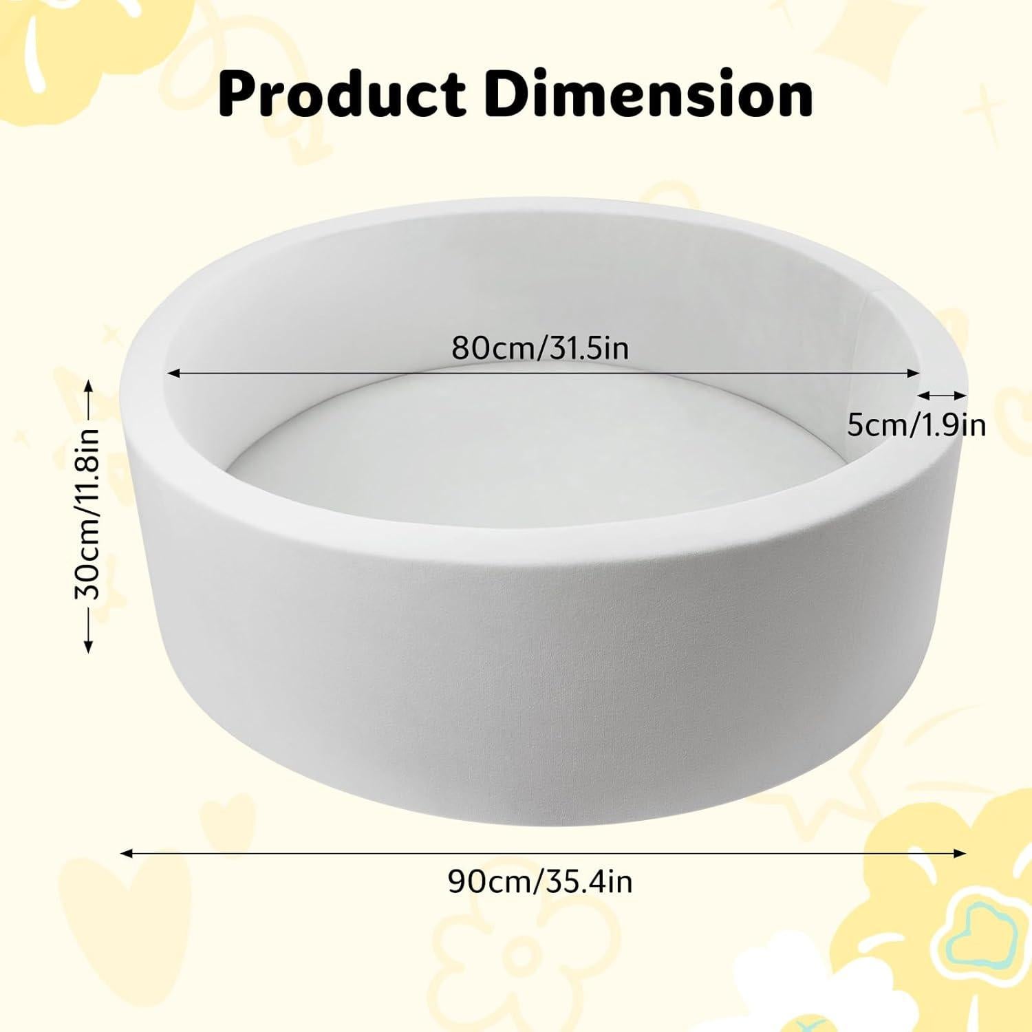 Piscina de Pelotas Gris Miereirl 90cm x 30cm para Niños 1-5 Años