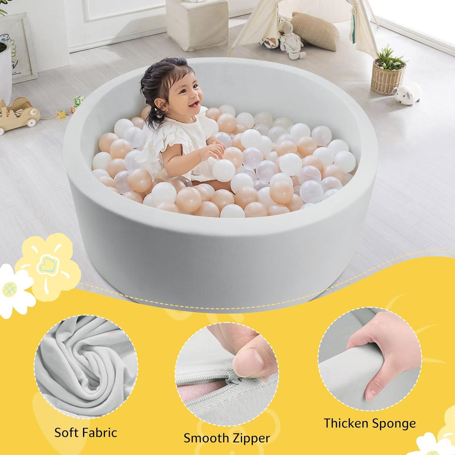 Piscina de Pelotas Gris Miereirl 90cm x 30cm para Niños 1-5 Años