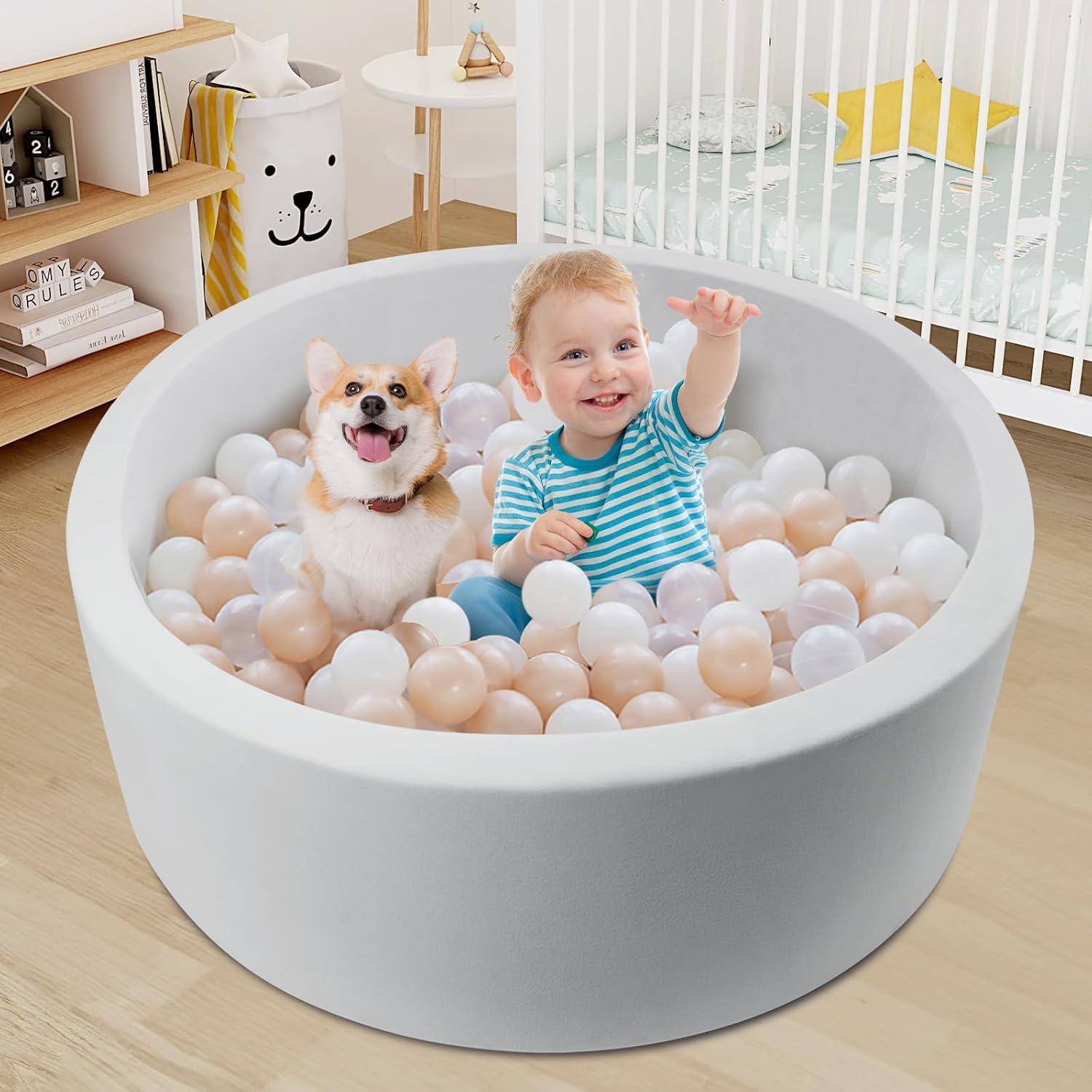 Piscina de Pelotas Gris Miereirl 90cm x 30cm para Niños 1-5 Años