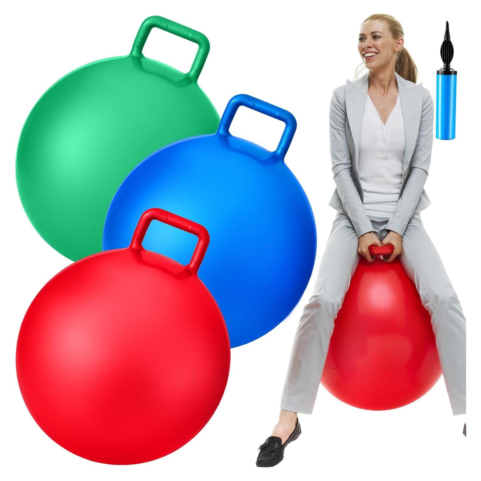 Pelotas Rebotadoras Lewtemi 3 Pcs 74 cm con Mango y Bomba