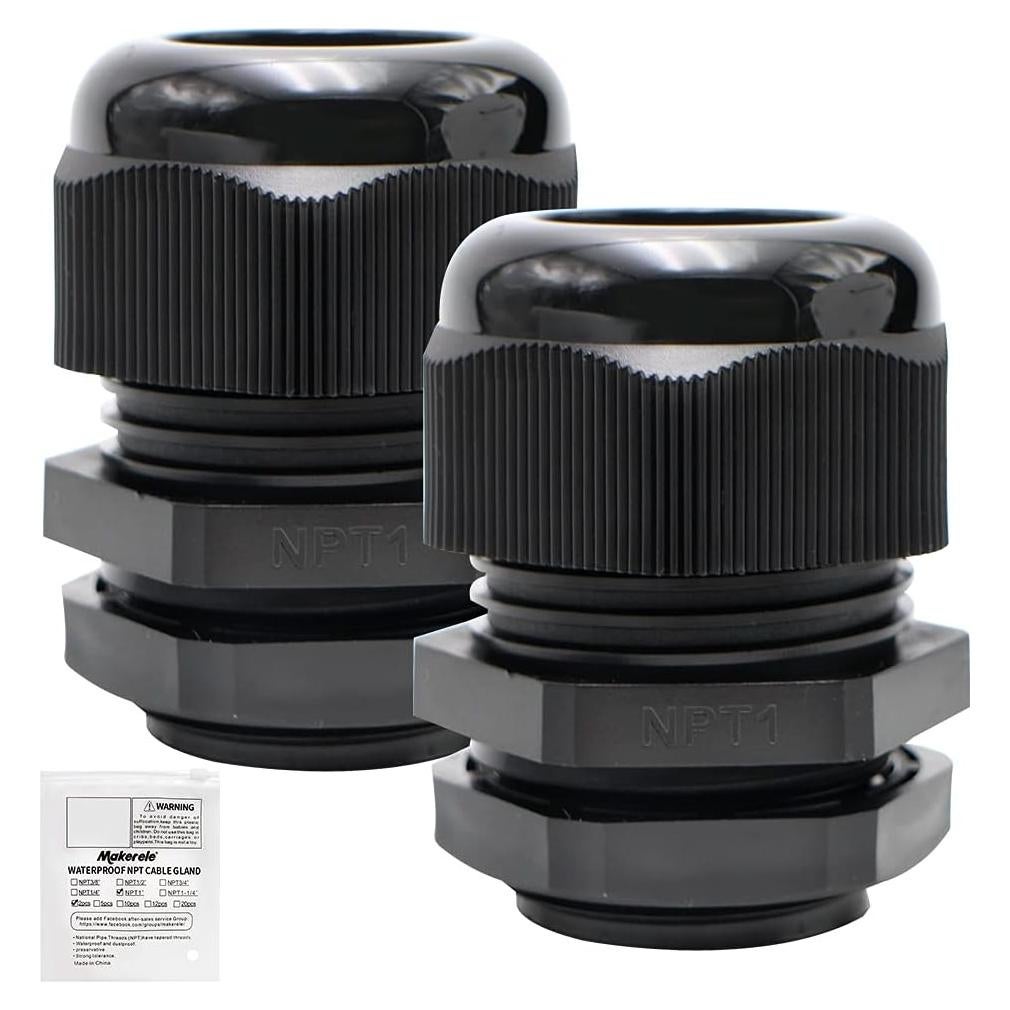 Conector de Cable NPT 1" MakerEle - 2 Piezas Nylon Impermeable