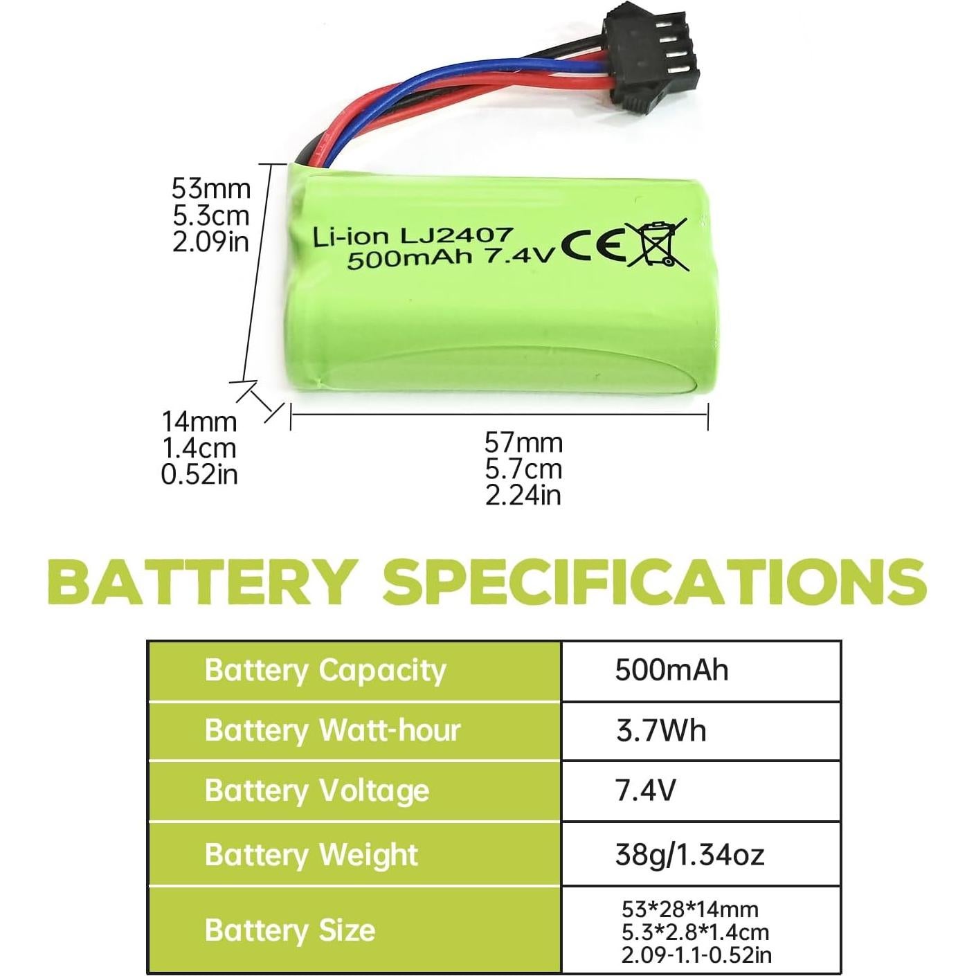 Batería de Litio 7.4V 500mAh Sea Jump para RC EC16 DE85