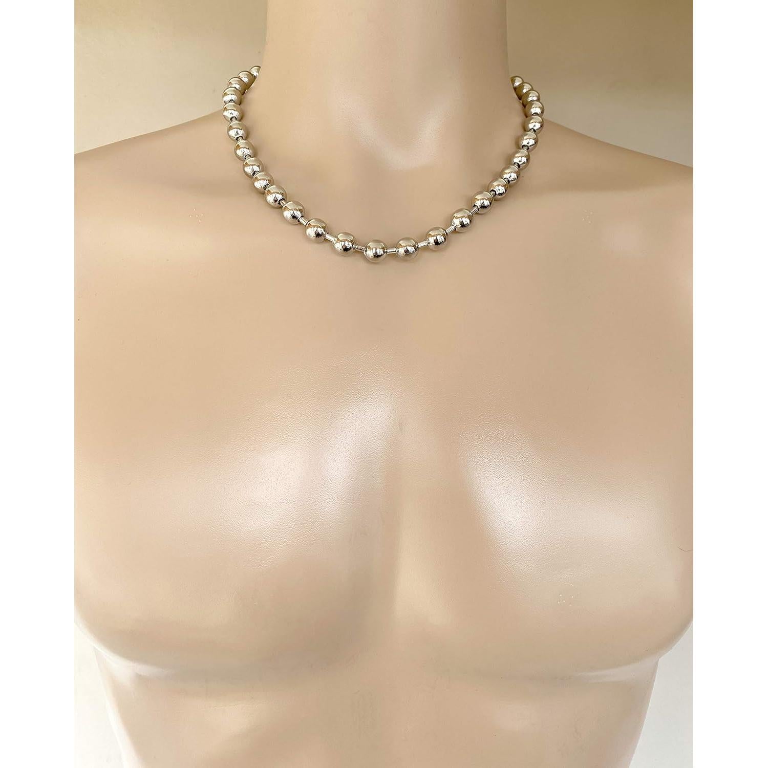 Cadena de Bolas de Acero Plateado 9.5mm DragonWeave para Hombres