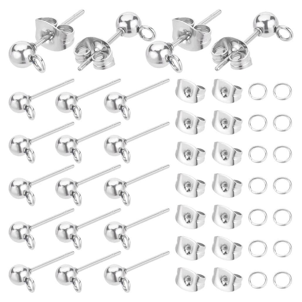 300 Piezas Studs de Pendientes de Bola PH PandaHall Acero Inoxidable