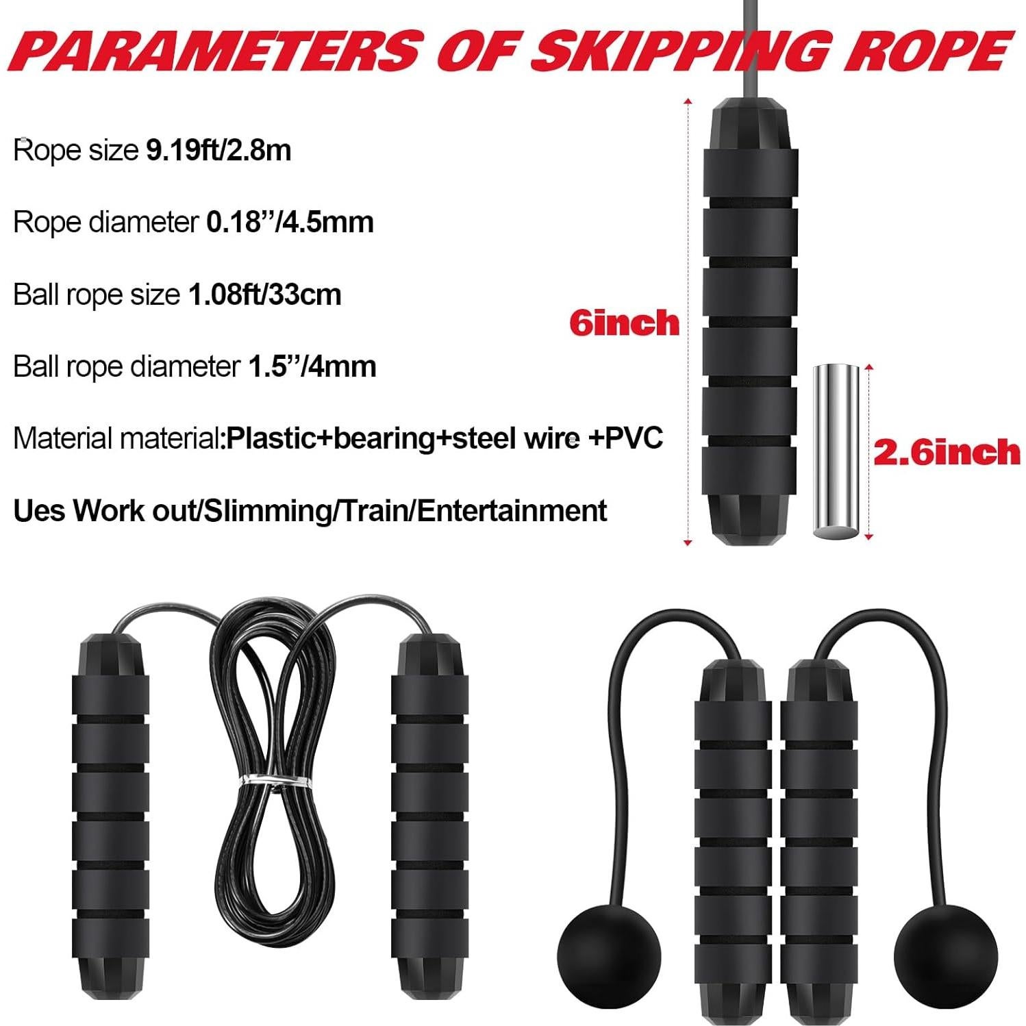 Cuerda de Salto 2 en 1 Vinsot Ajustable con Peso y Cojinetes