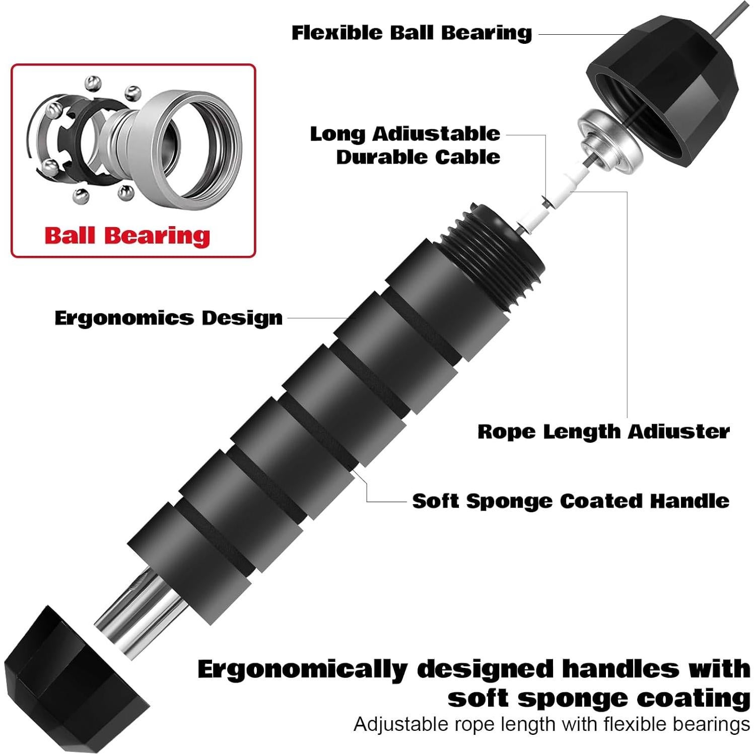 Cuerda de Salto 2 en 1 Vinsot Ajustable con Peso y Cojinetes