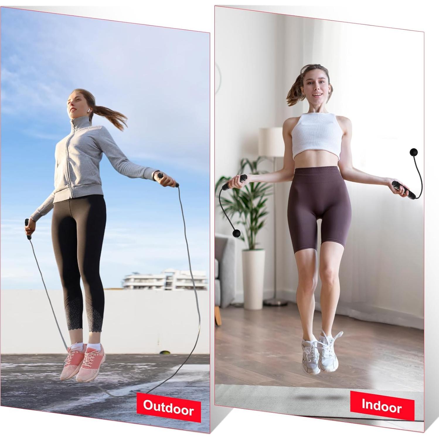 Cuerda de Salto 2 en 1 Vinsot Ajustable con Peso y Cojinetes