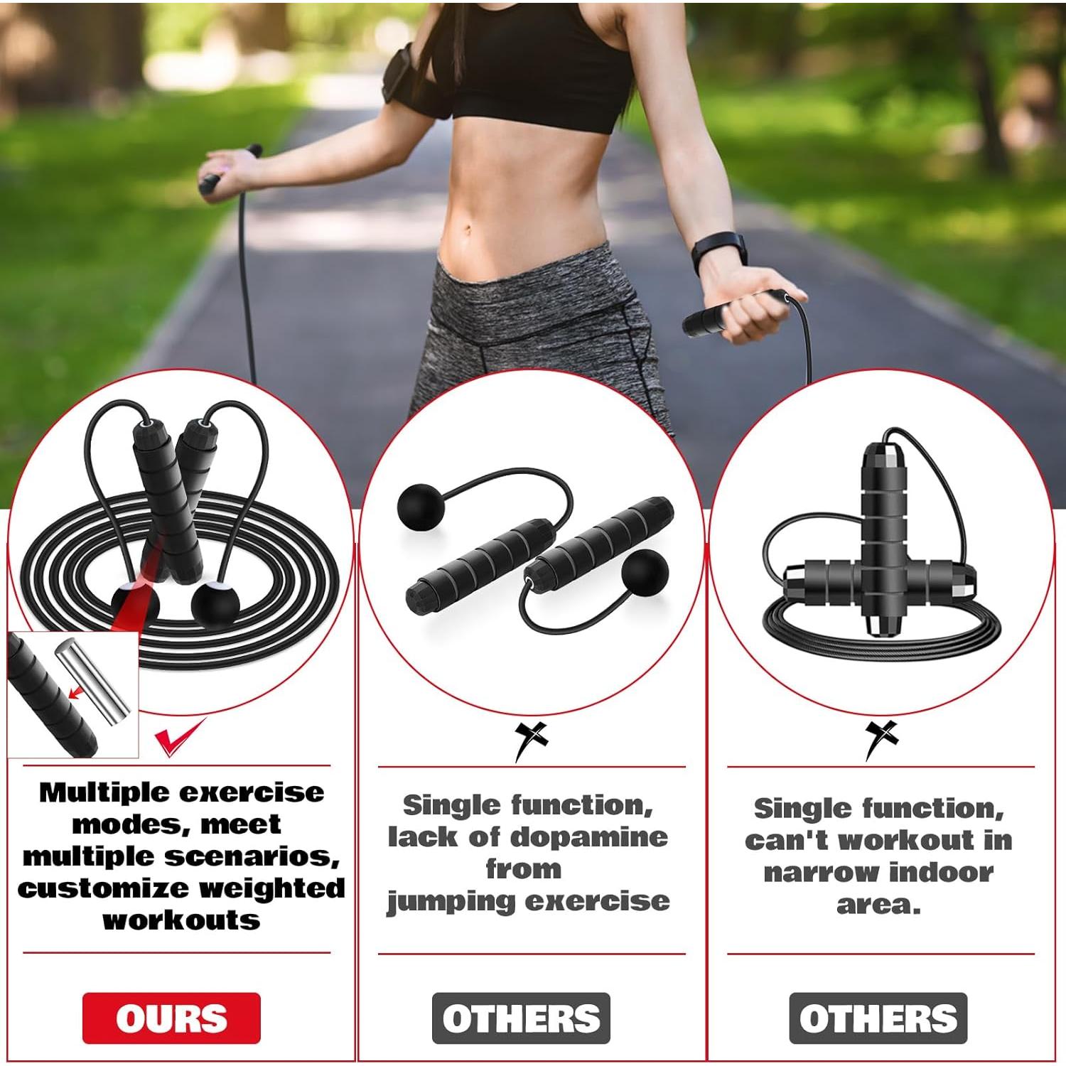 Cuerda de Salto 2 en 1 Vinsot Ajustable con Peso y Cojinetes