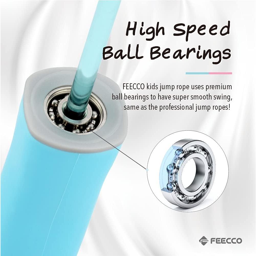 Cuerda de Saltar FEECCO para Niños 3-12 Años Ajustable Rosa/Azul