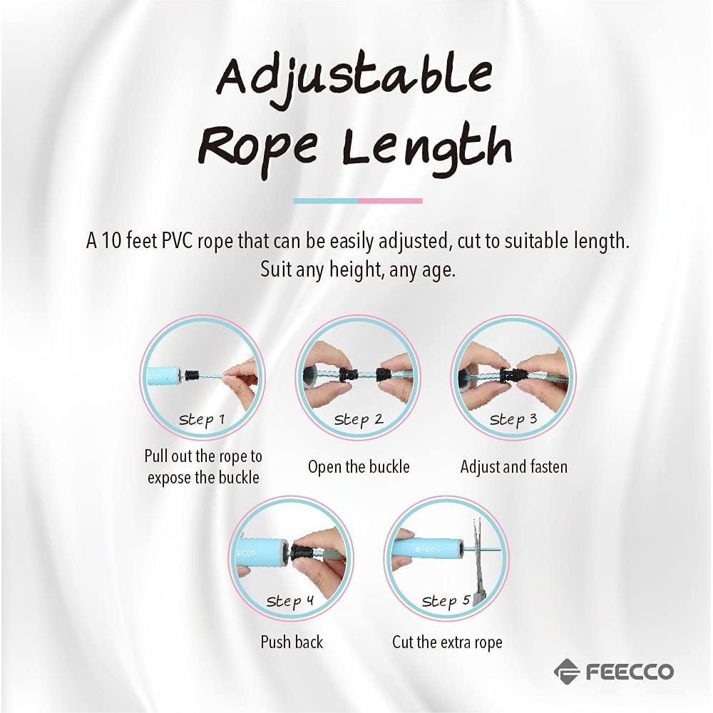 Cuerda de Saltar FEECCO para Niños 3-12 Años Ajustable Rosa/Azul