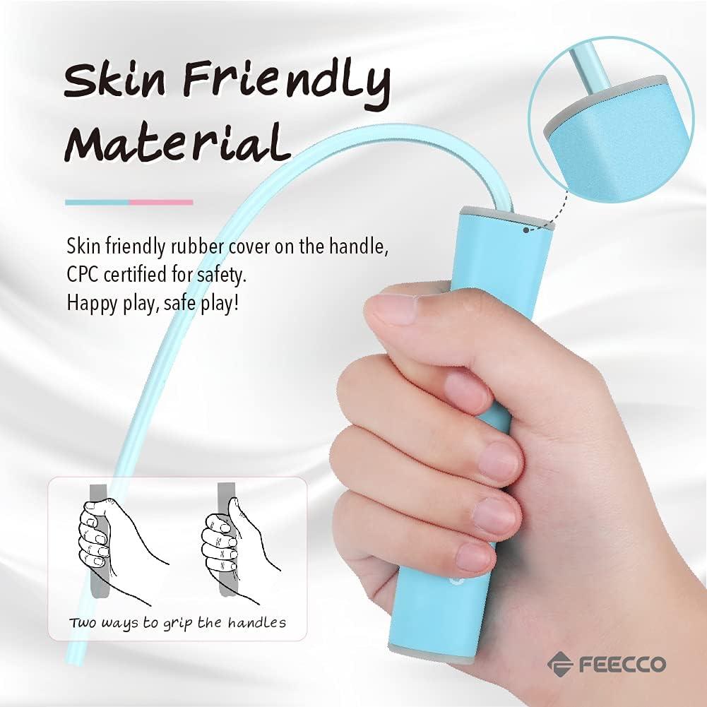 Cuerda de Saltar FEECCO para Niños 3-12 Años Ajustable Rosa/Azul