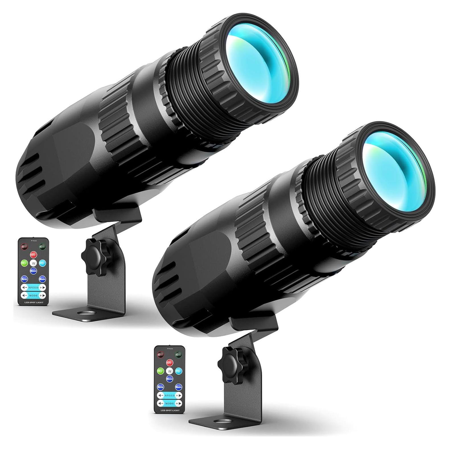 Foco LED RGBW 10W Queenfavor Mini Pinspot Inalámbrico Negro